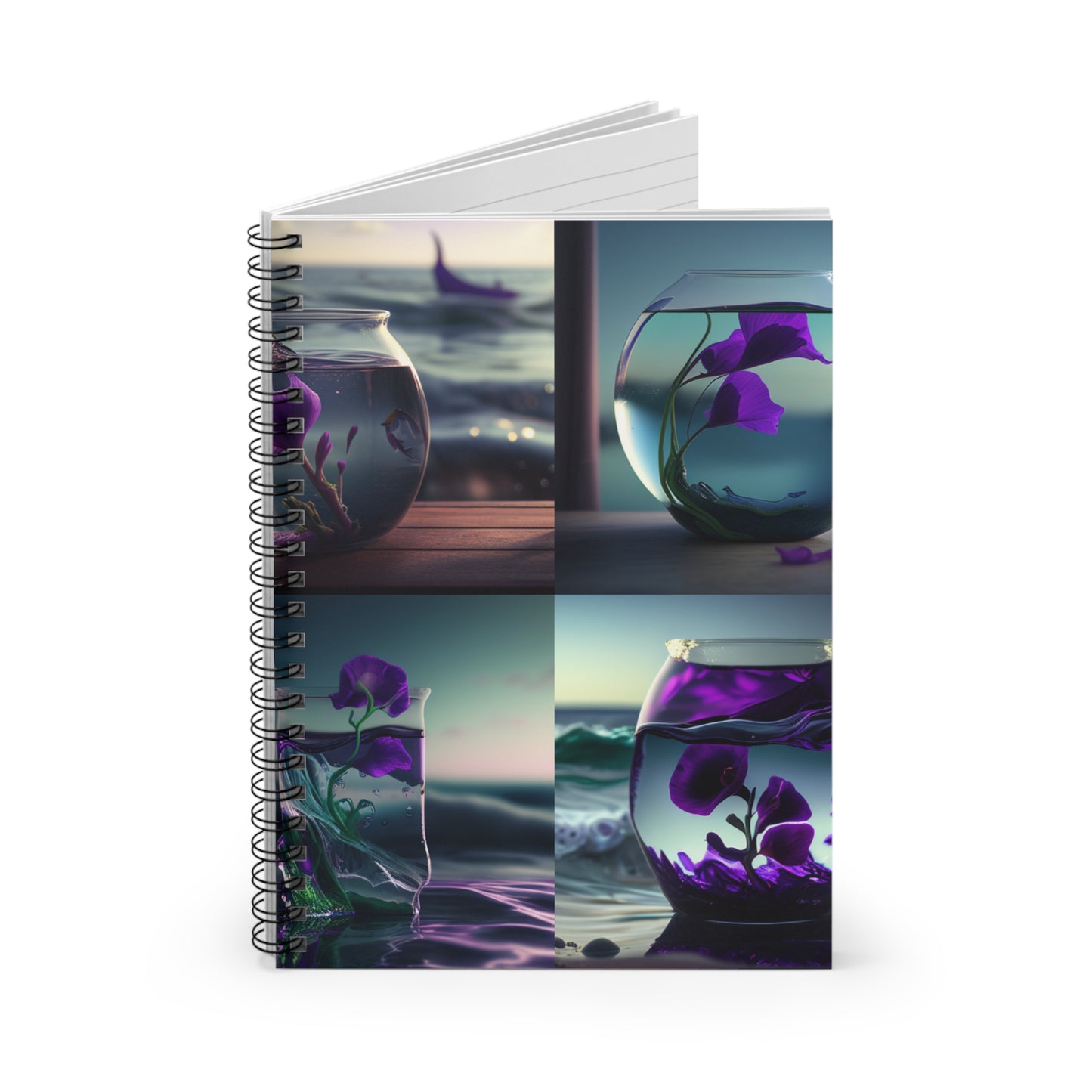 Spiral Notebook - Ruled Line Purple Sweet pea in a vase 5