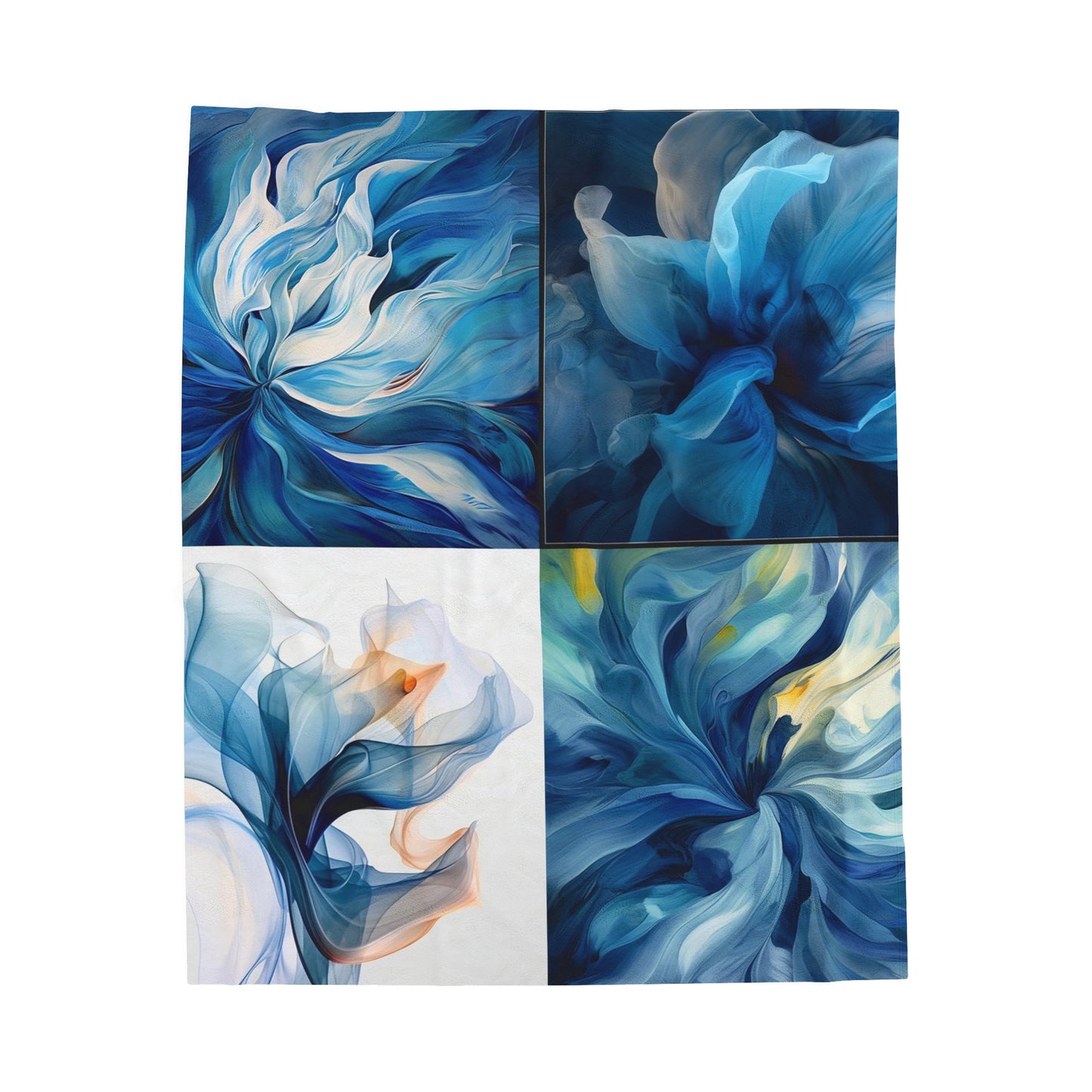 Velveteen Plush Blanket Blue Tluip Abstract 5