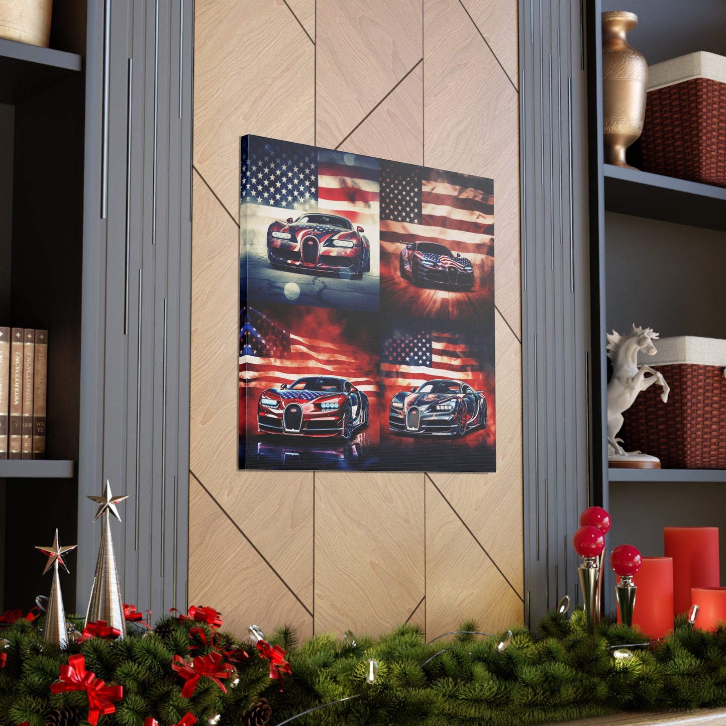 Canvas Gallery Wraps Abstract American Flag Background Bugatti 5