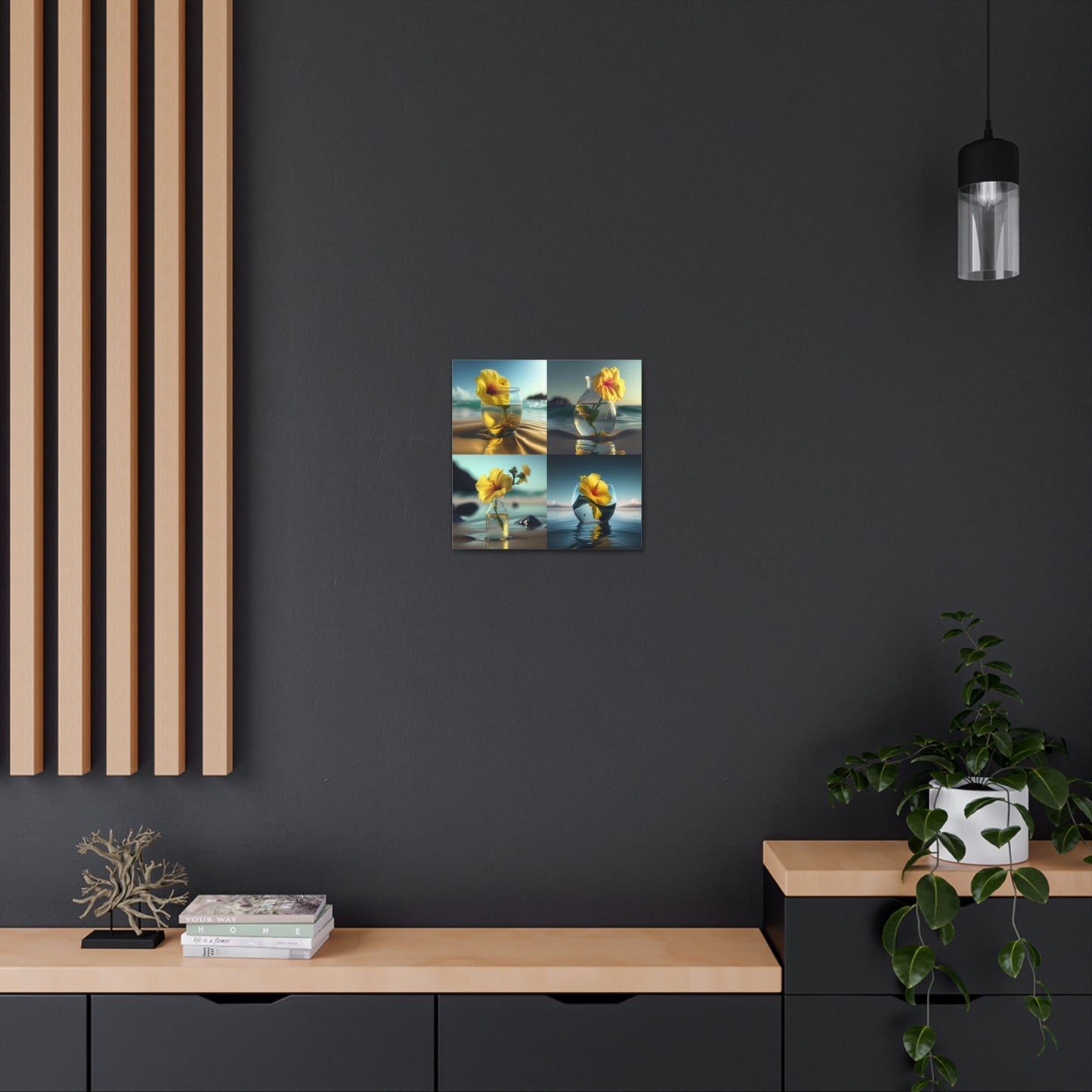 Canvas Gallery Wraps Yellow Hibiscus glass 5