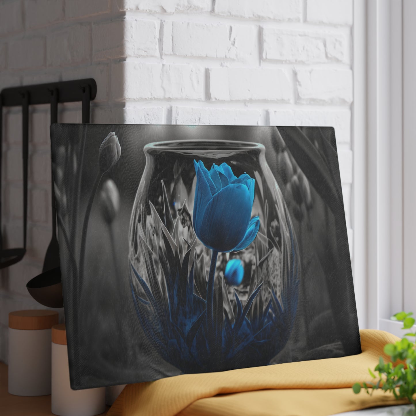 Glass Cutting Board Tulip Blue 6