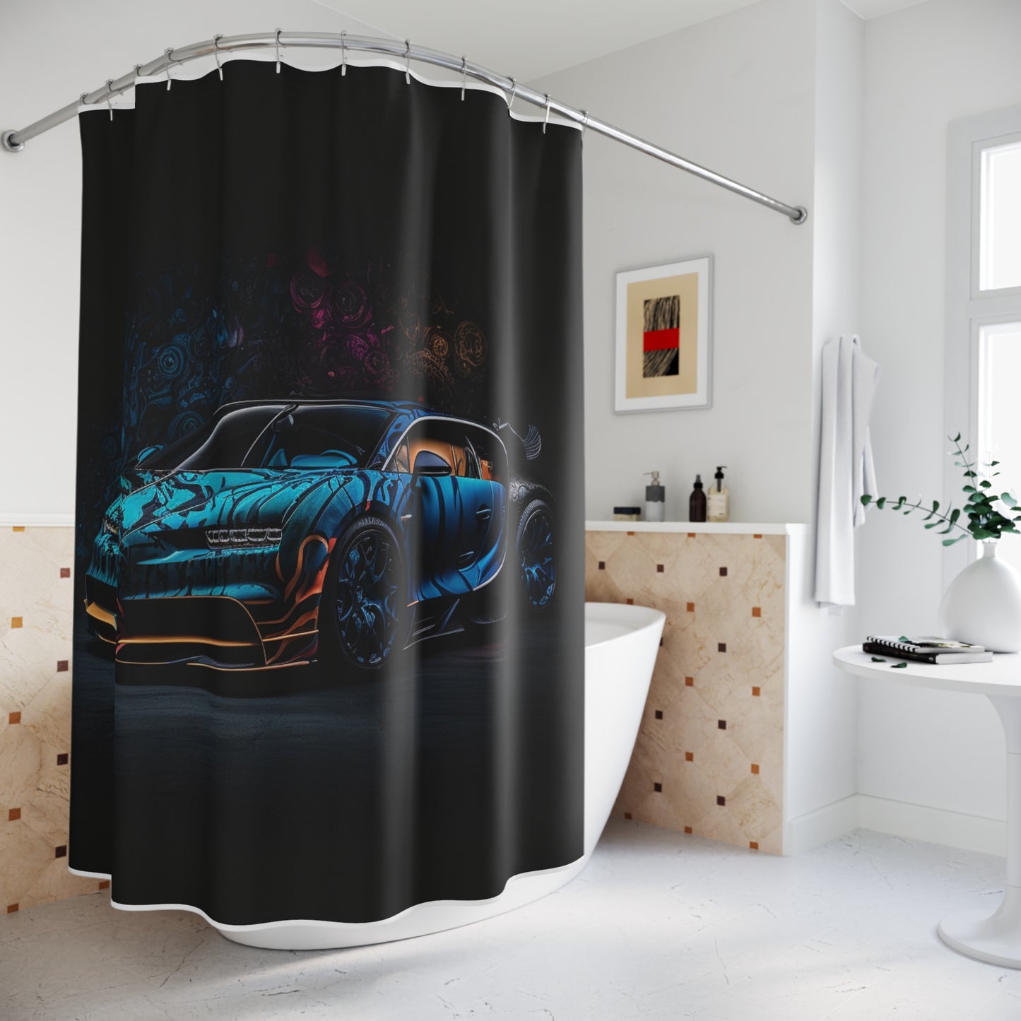 Polyester Shower Curtain Bugatti Blue 3