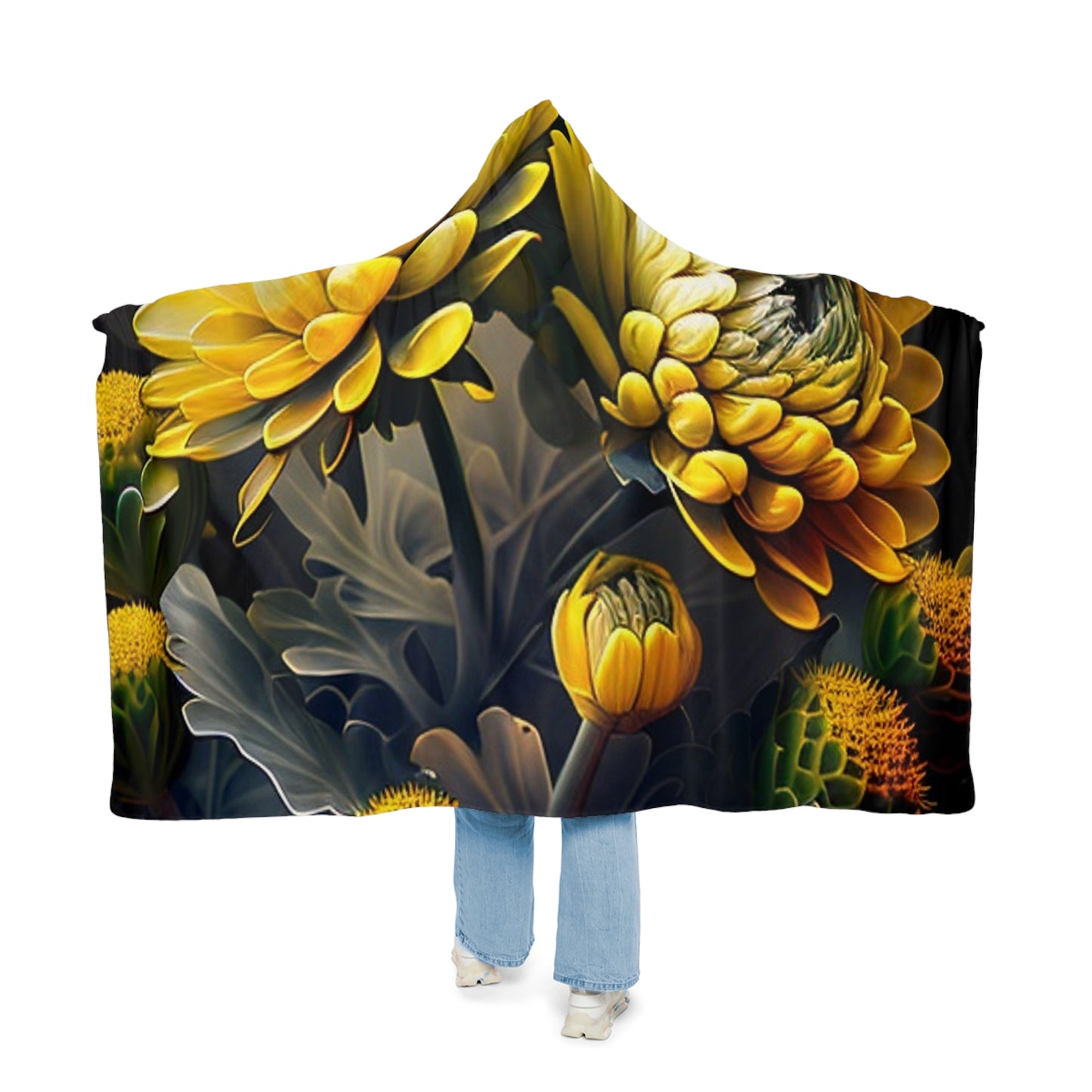 Snuggle Hooded Blanket Yellow Hermosas Flores Amarillas 2