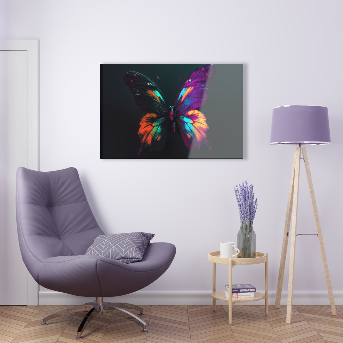 Acrylic Prints Hyper Colorful Butterfly Purple 3