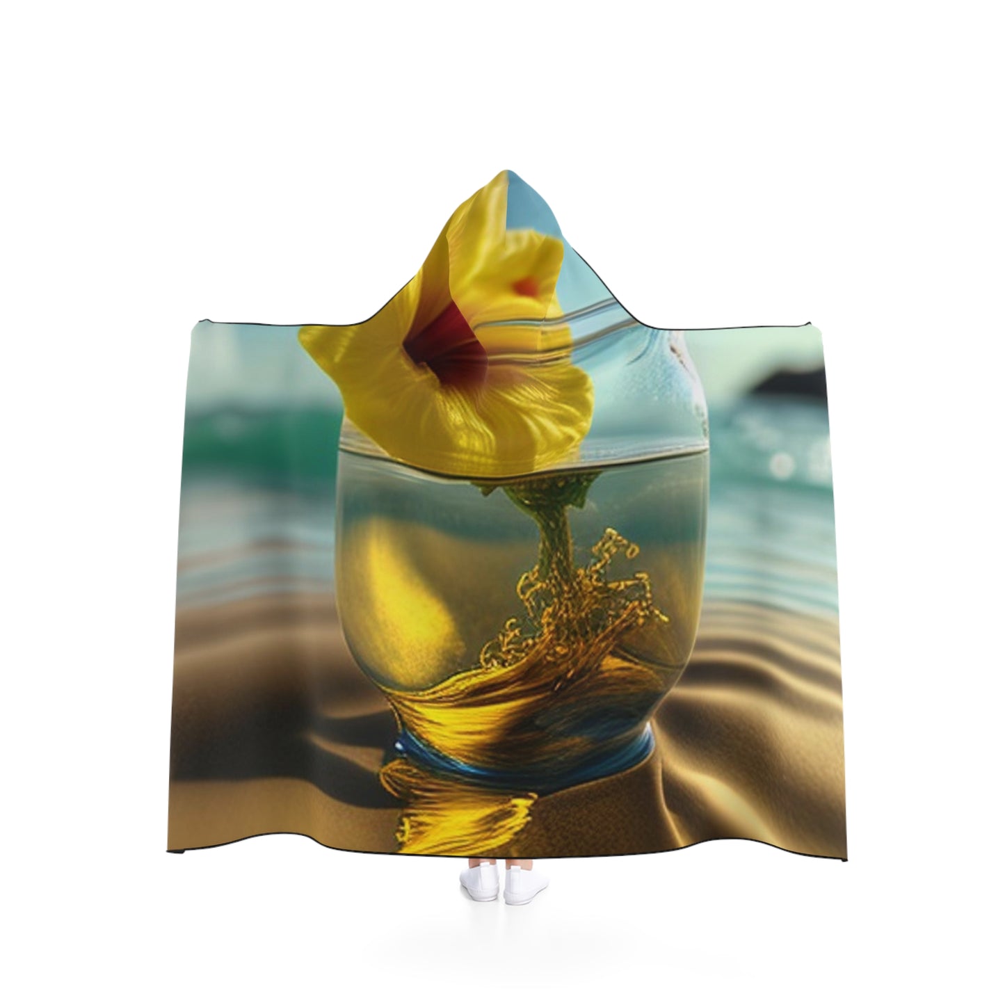 Hooded Blanket Yellow Hibiscus glass 1