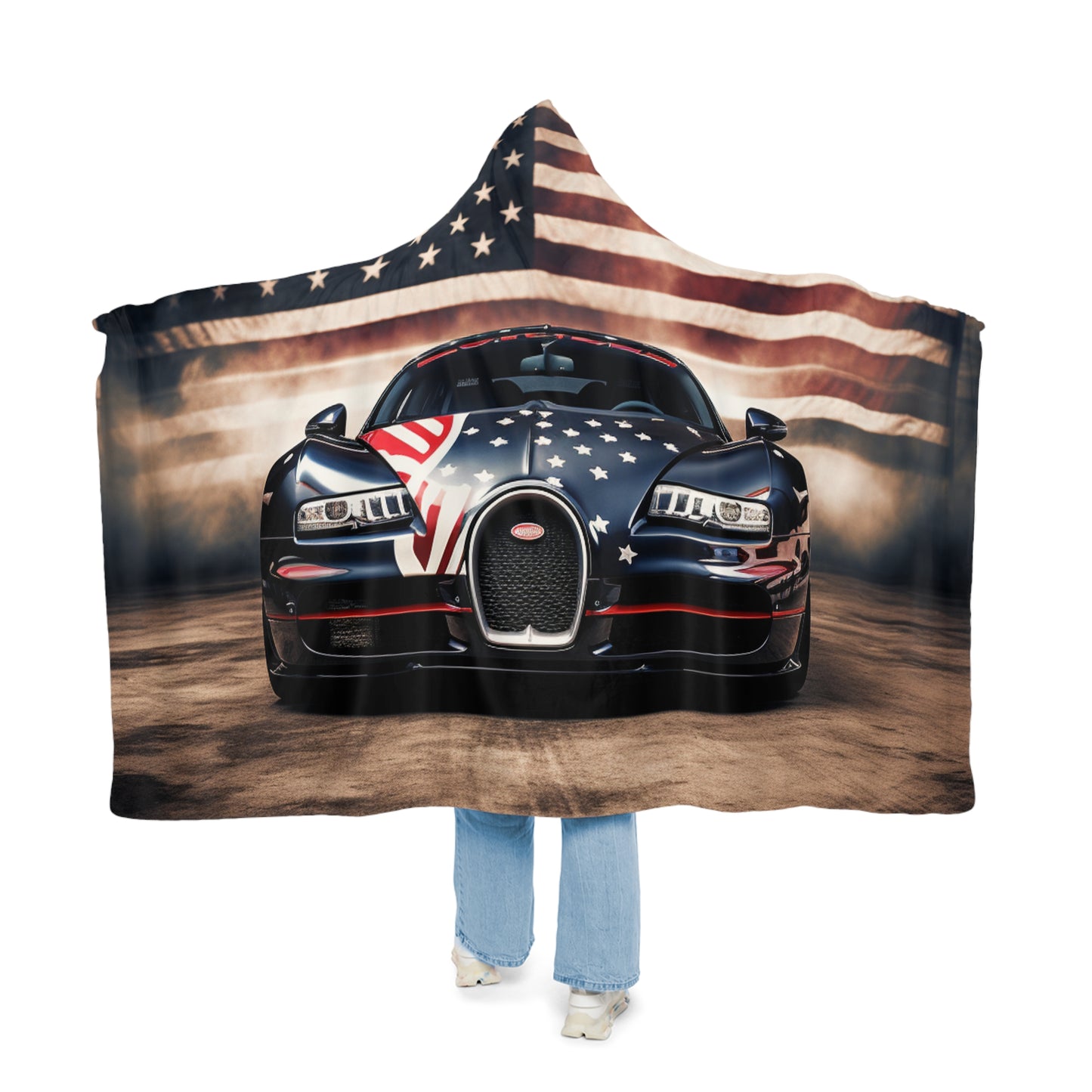 Snuggle Hooded Blanket Bugatti American Flag 2