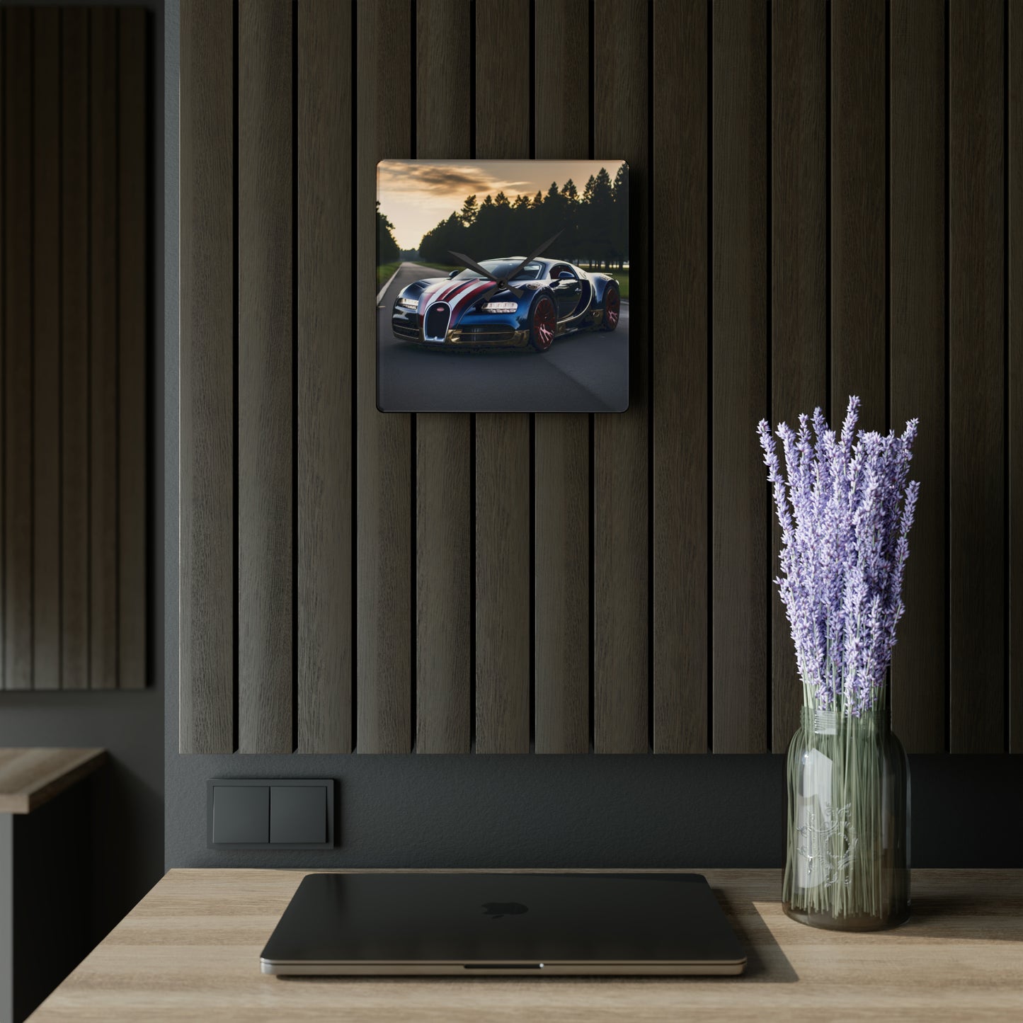 Acrylic Wall Clock Bugatti Flag American 1