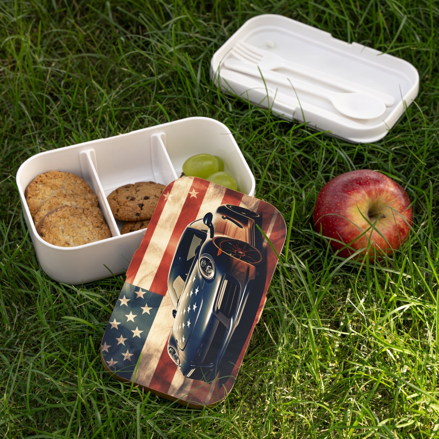 Bento Lunch Box Abstract American Flag Background Porsche 3