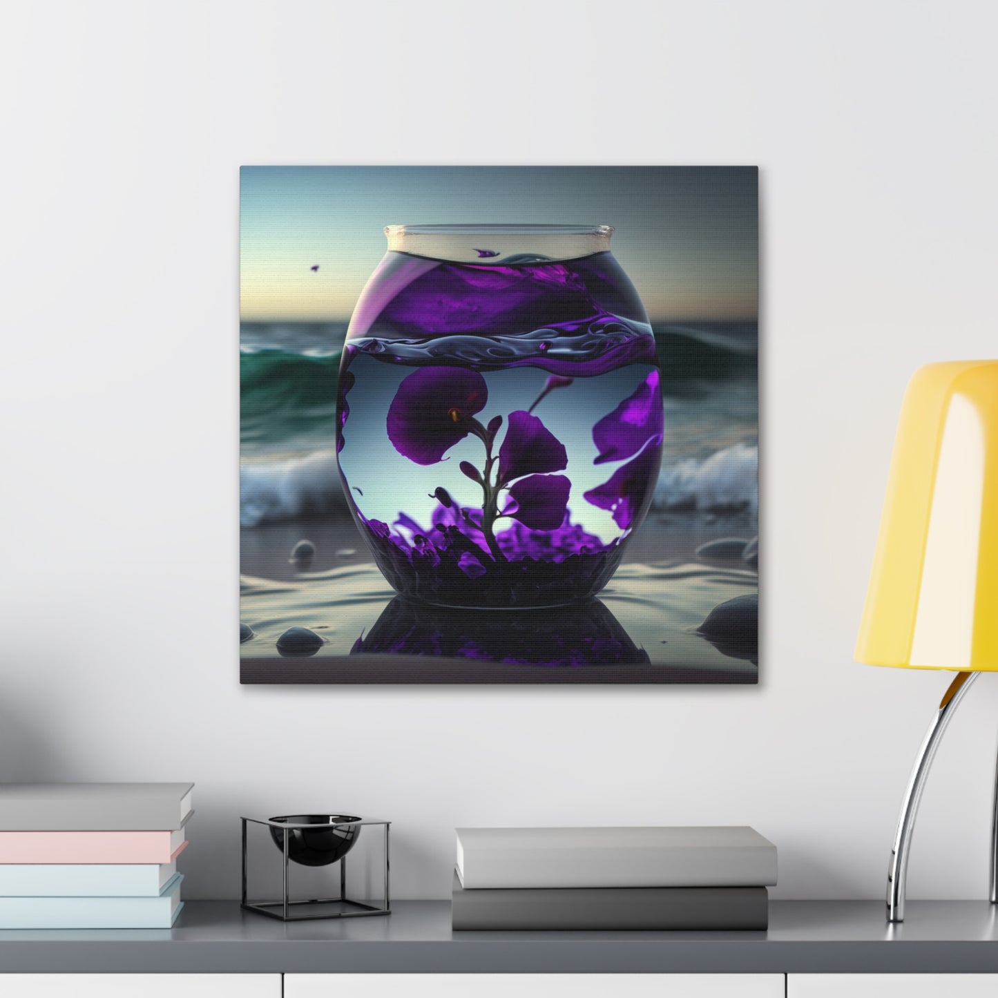 Canvas Gallery Wraps Purple Sweet pea in a vase 4