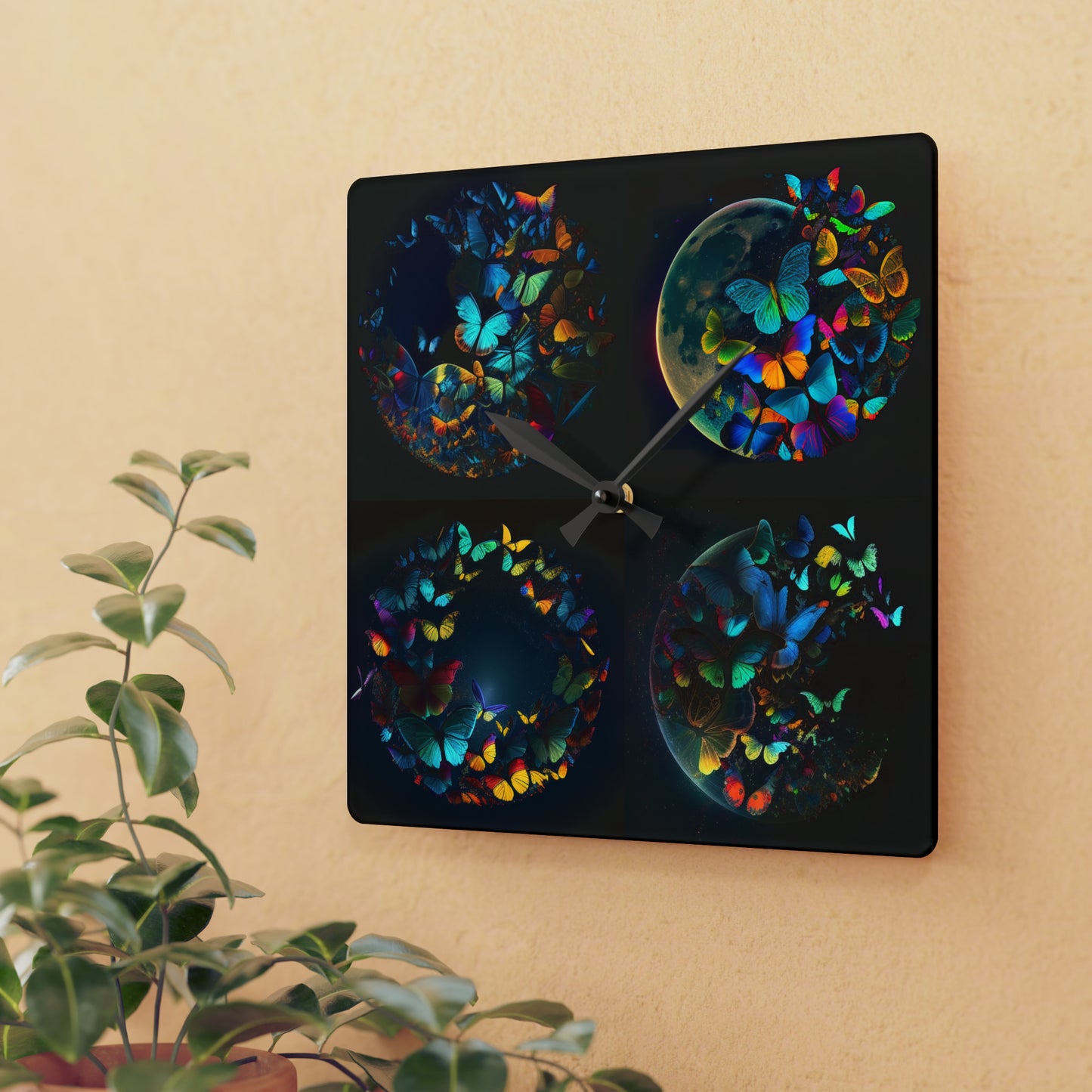 Acrylic Wall Clock Moon Butterfly 5