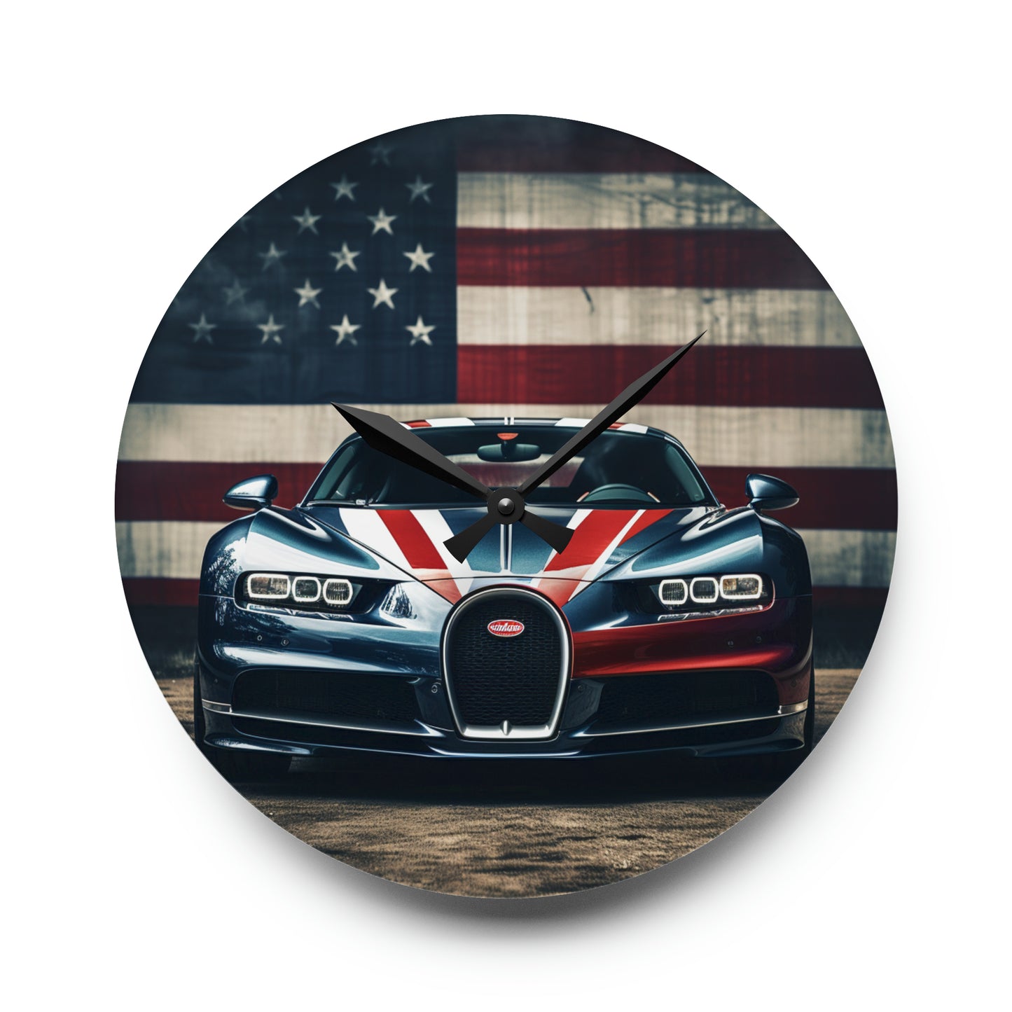 Acrylic Wall Clock Bugatti Flag 2