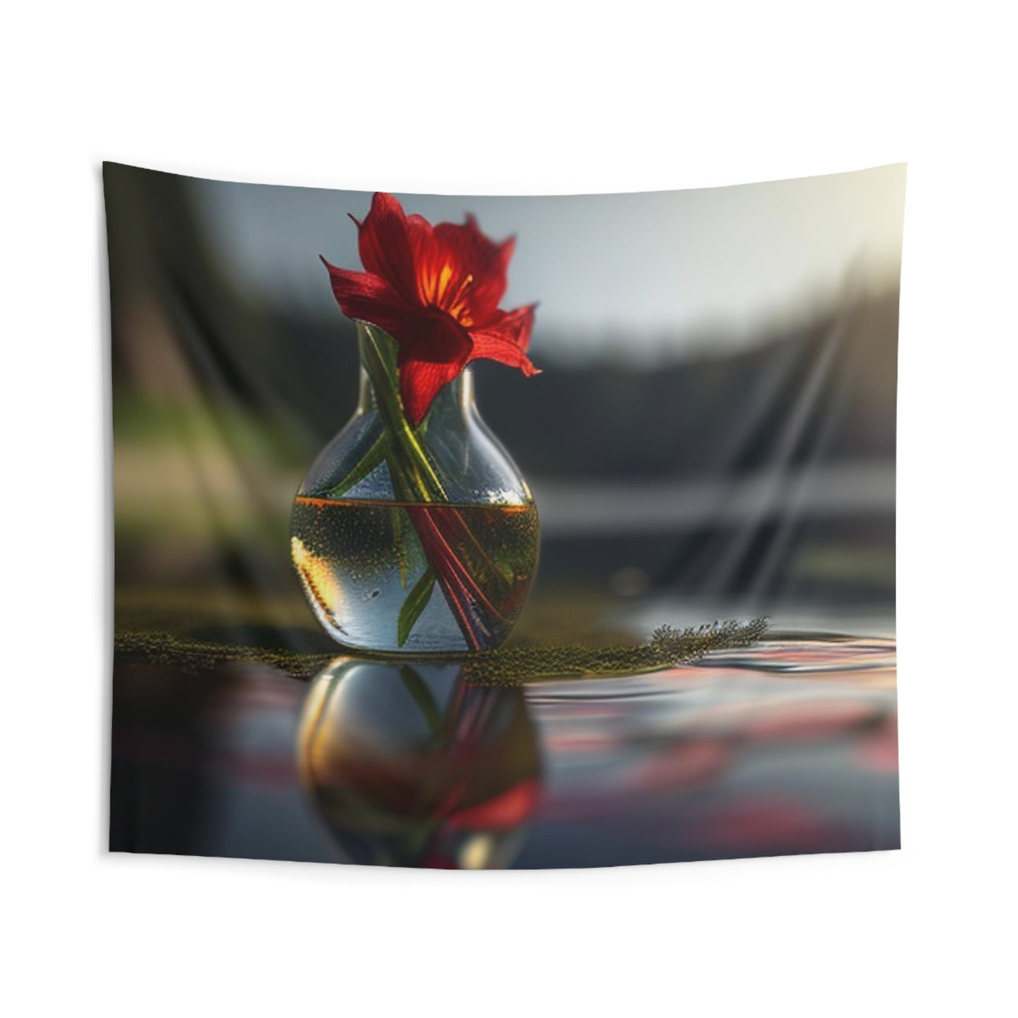 Indoor Wall Tapestries Red Lily in a Glass vase 3