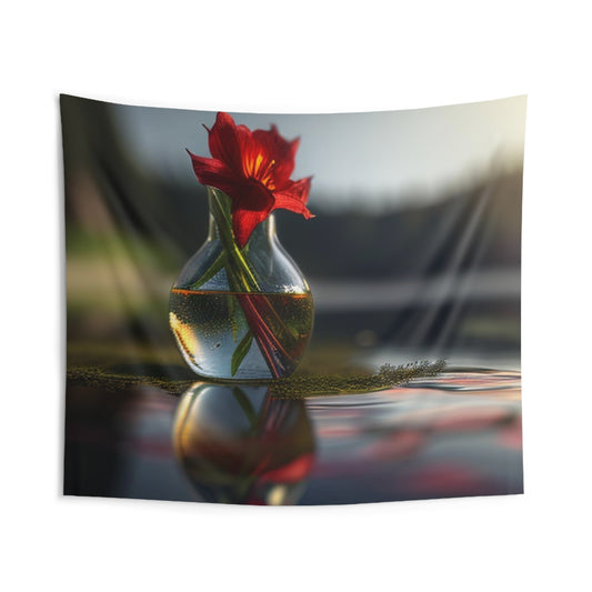 Indoor Wall Tapestries Red Lily in a Glass vase 3