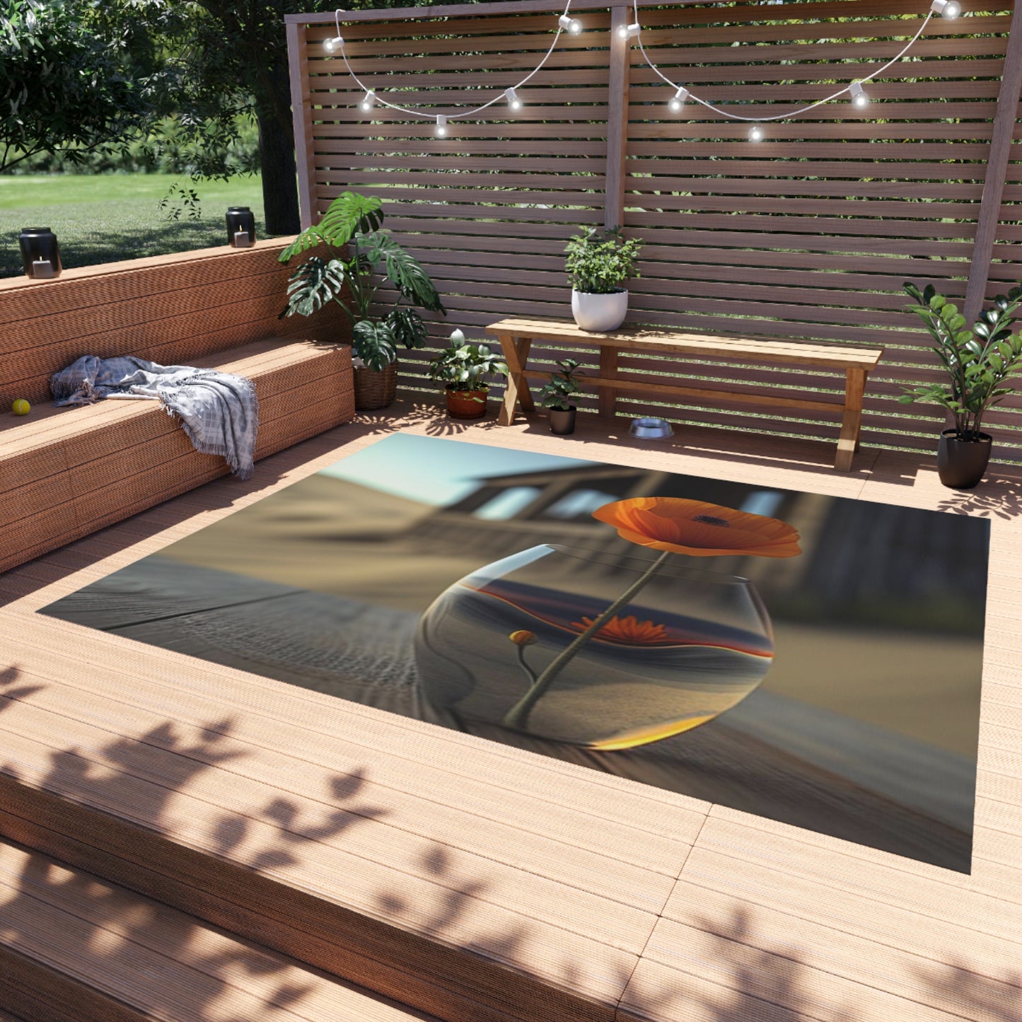 Outdoor Rug  Poppy in a Glass Vase 4