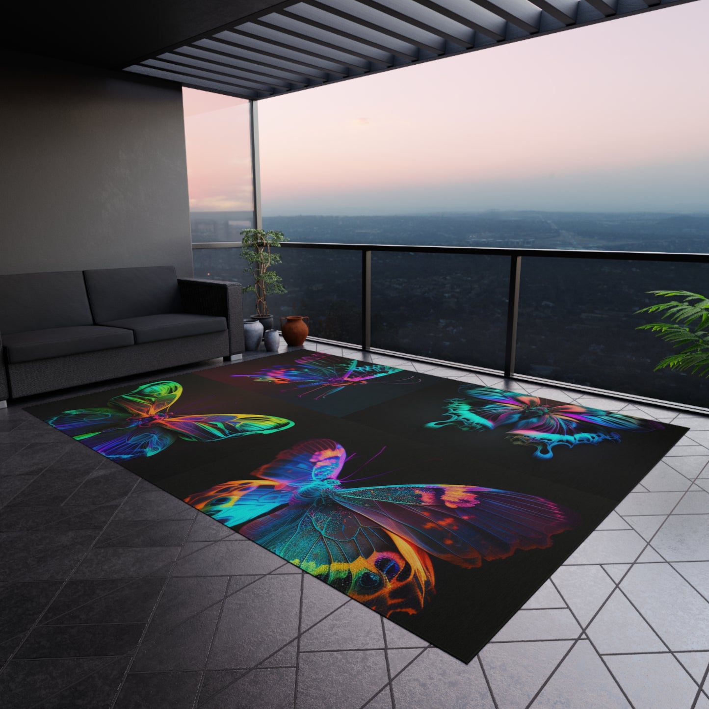 Outdoor Rug  Raw Hyper Color Butterfly 5