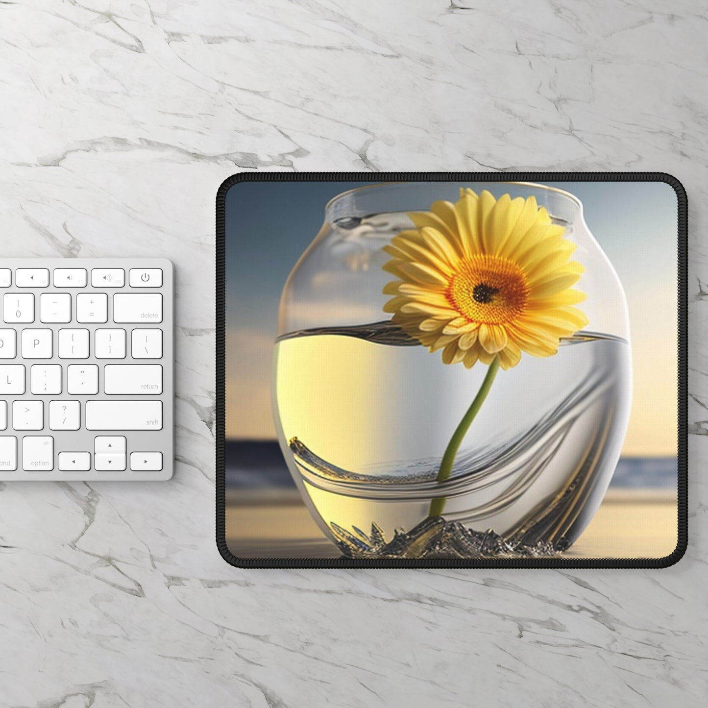 Gaming Mouse Pad  yello Gerbera glass 1