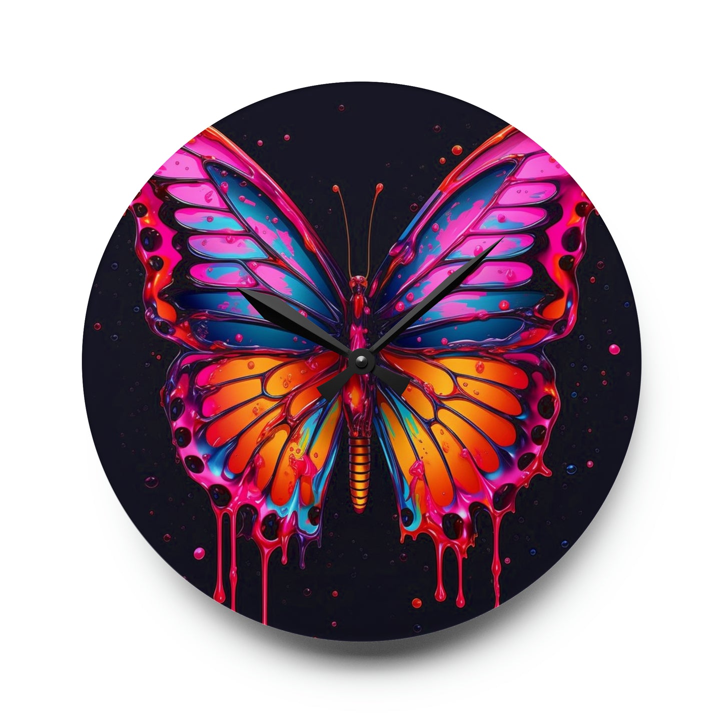 Acrylic Wall Clock Pink Butterfly Flair 1