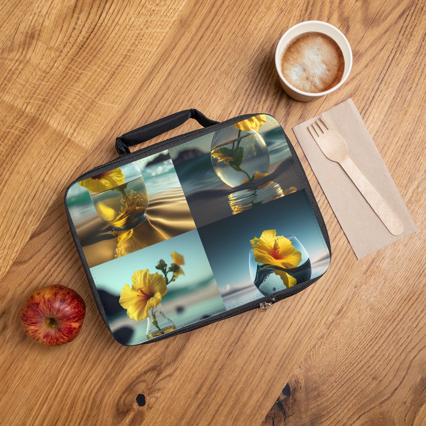Lunch Bag Yellow Hibiscus glass 5