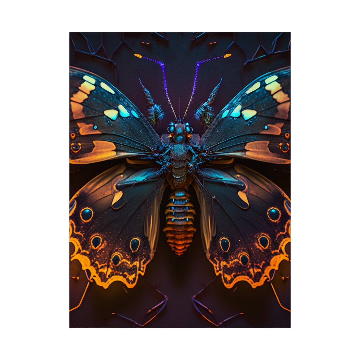 Premium Matte Vertical Posters Neon Hue Butterfly 2