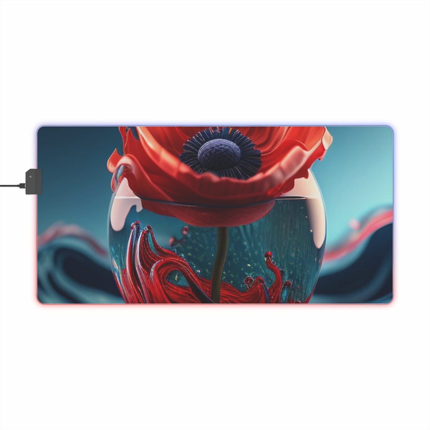 LED Gaming Mouse Pad Red Anemone in a Vase 2