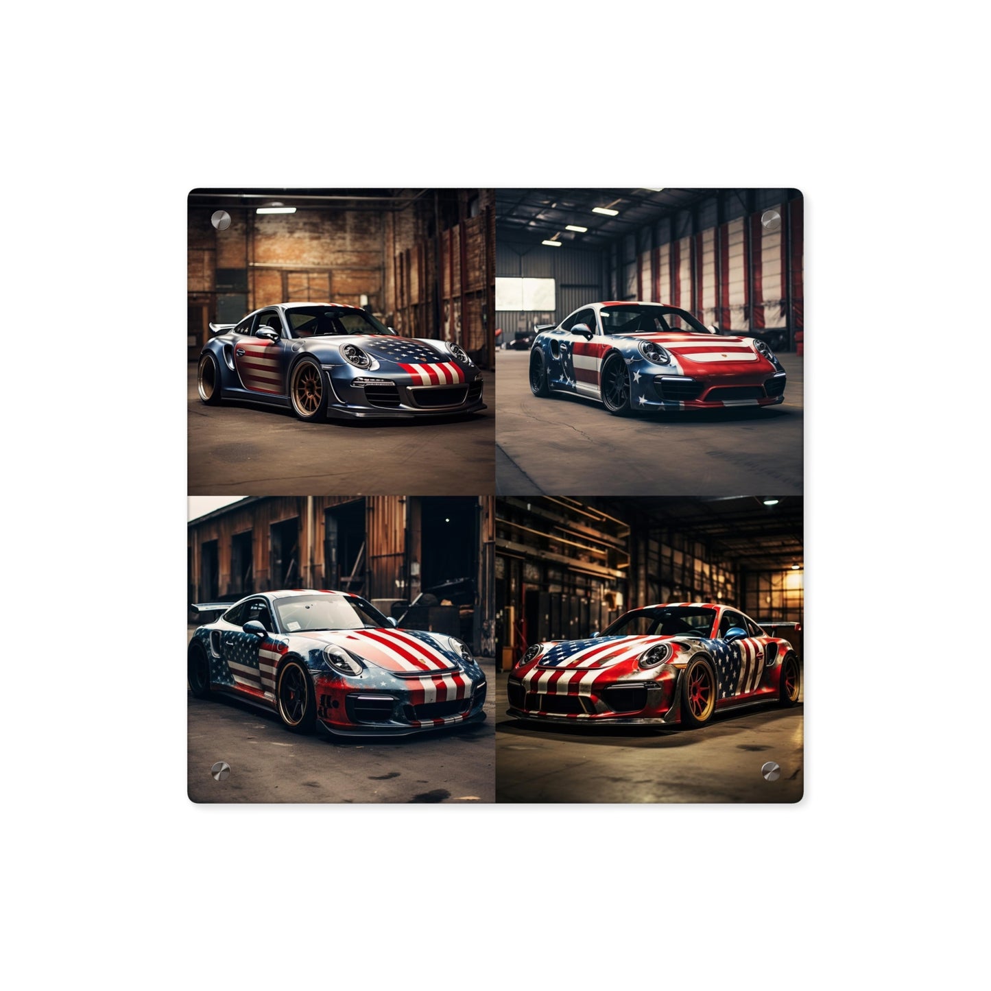 Acrylic Wall Art Panels American Flag Porsche 5