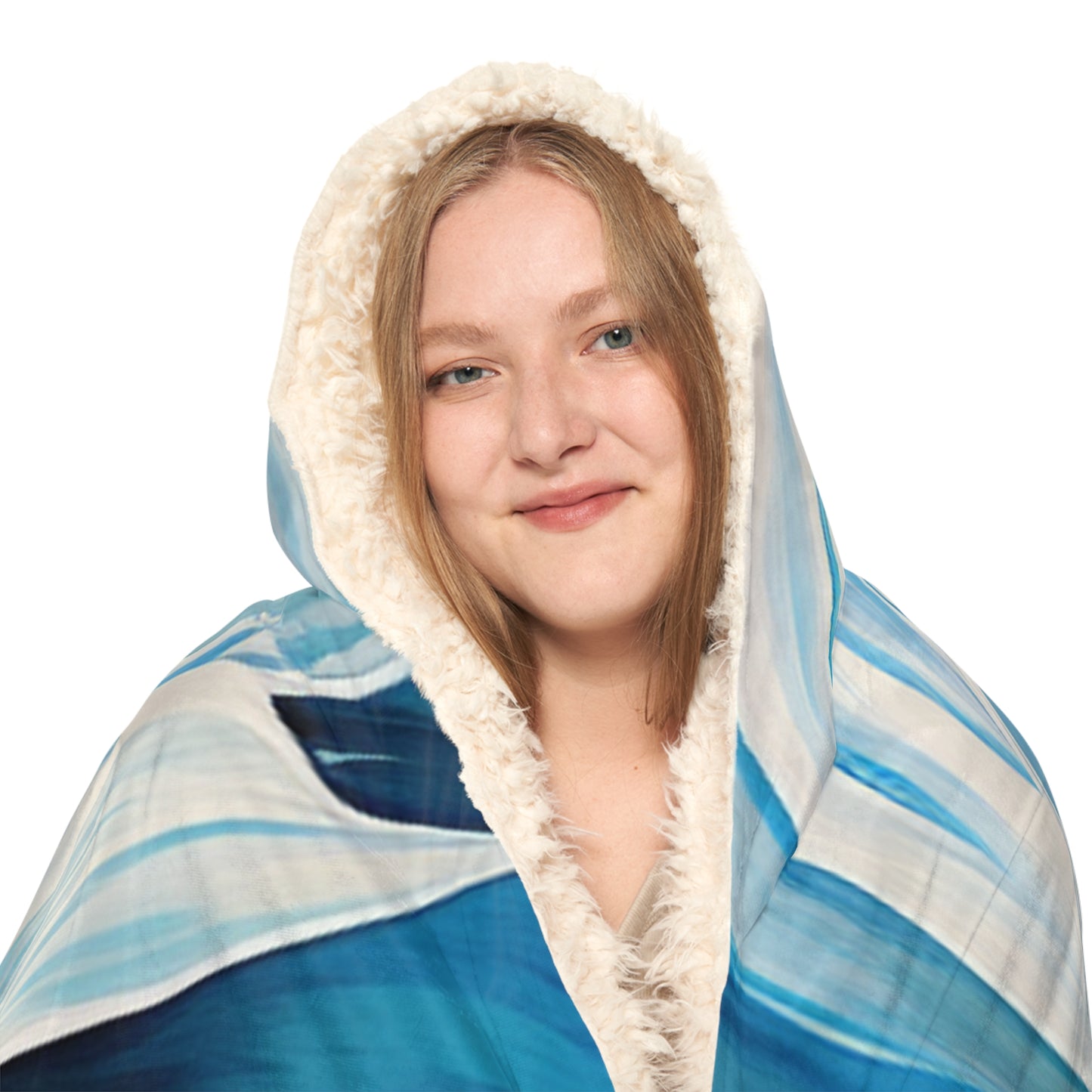 Snuggle Hooded Blanket Blue Tluip Abstract 1