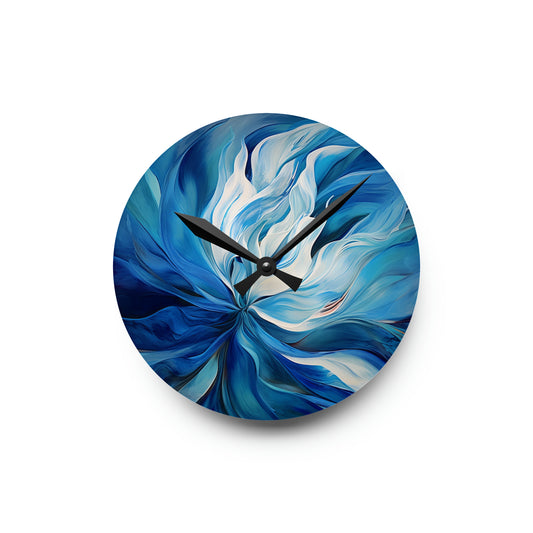 Acrylic Wall Clock Blue Tluip Abstract 1