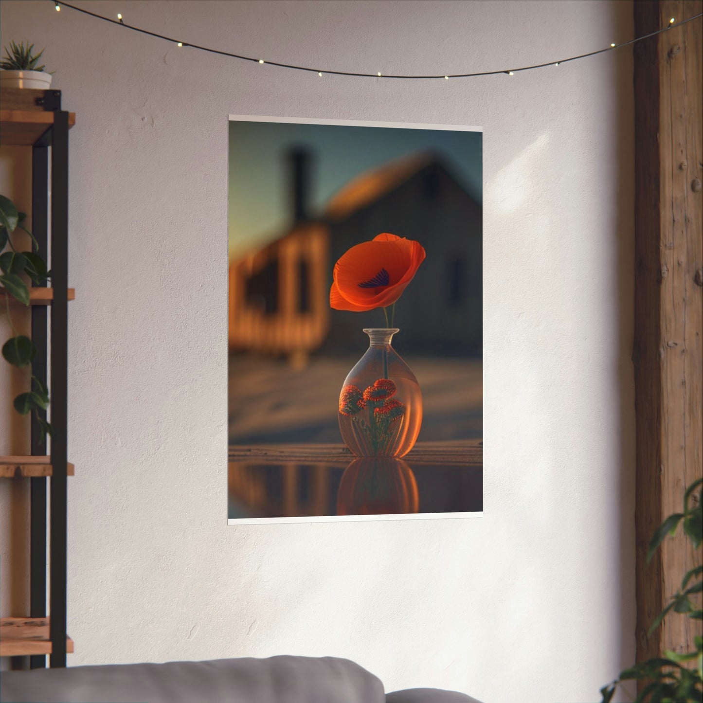 Premium Matte Vertical Posters Orange Poppy in a Vase 3