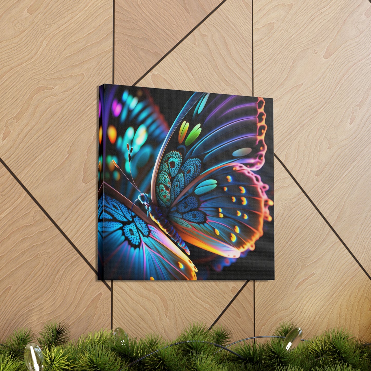 Canvas Gallery Wraps Neon Butterfly Macro 2