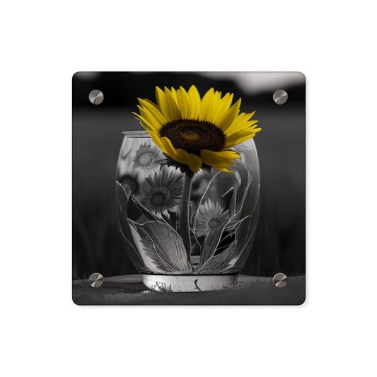 Acrylic Wall Art Panels Yellw Sunflower in a vase 1