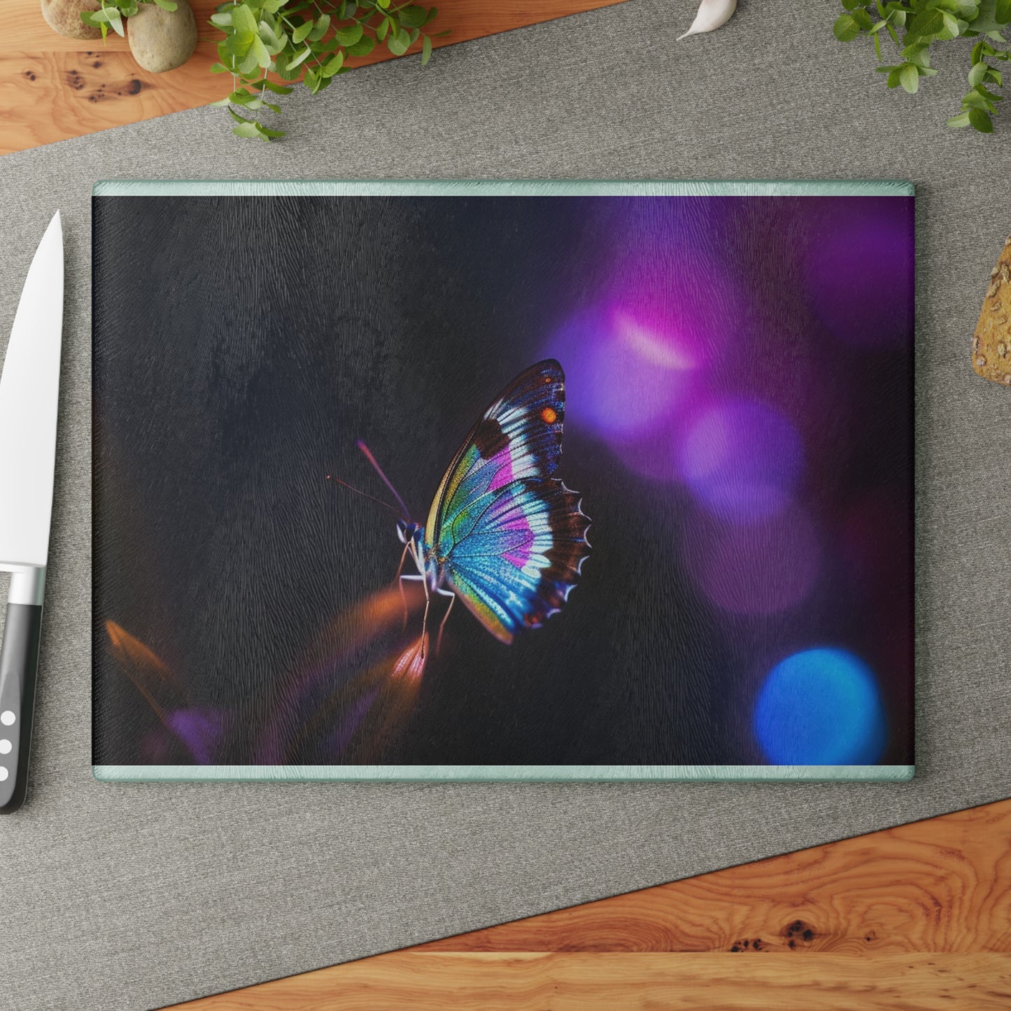 Glass Cutting Board Photo Realistic Butterfly 1