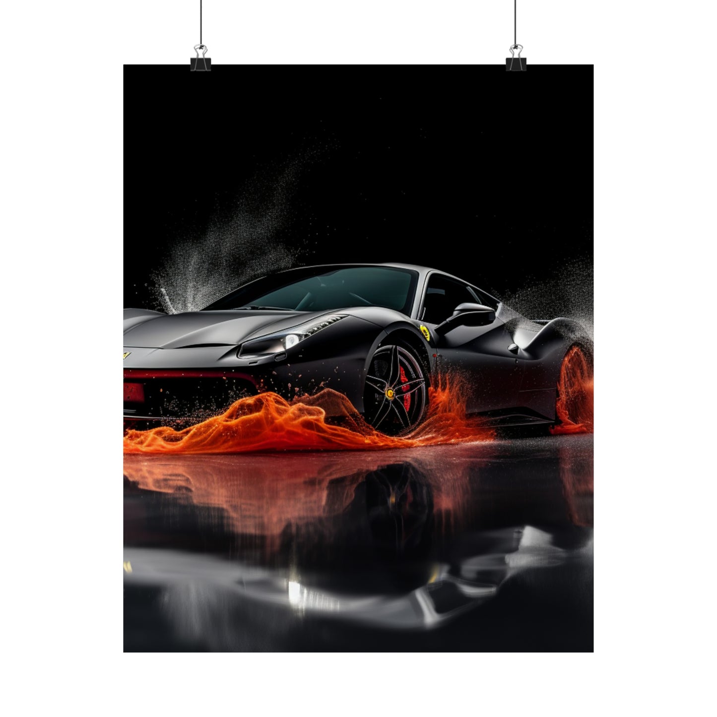 Premium Matte Vertical Posters Ferrari Water Splash 3