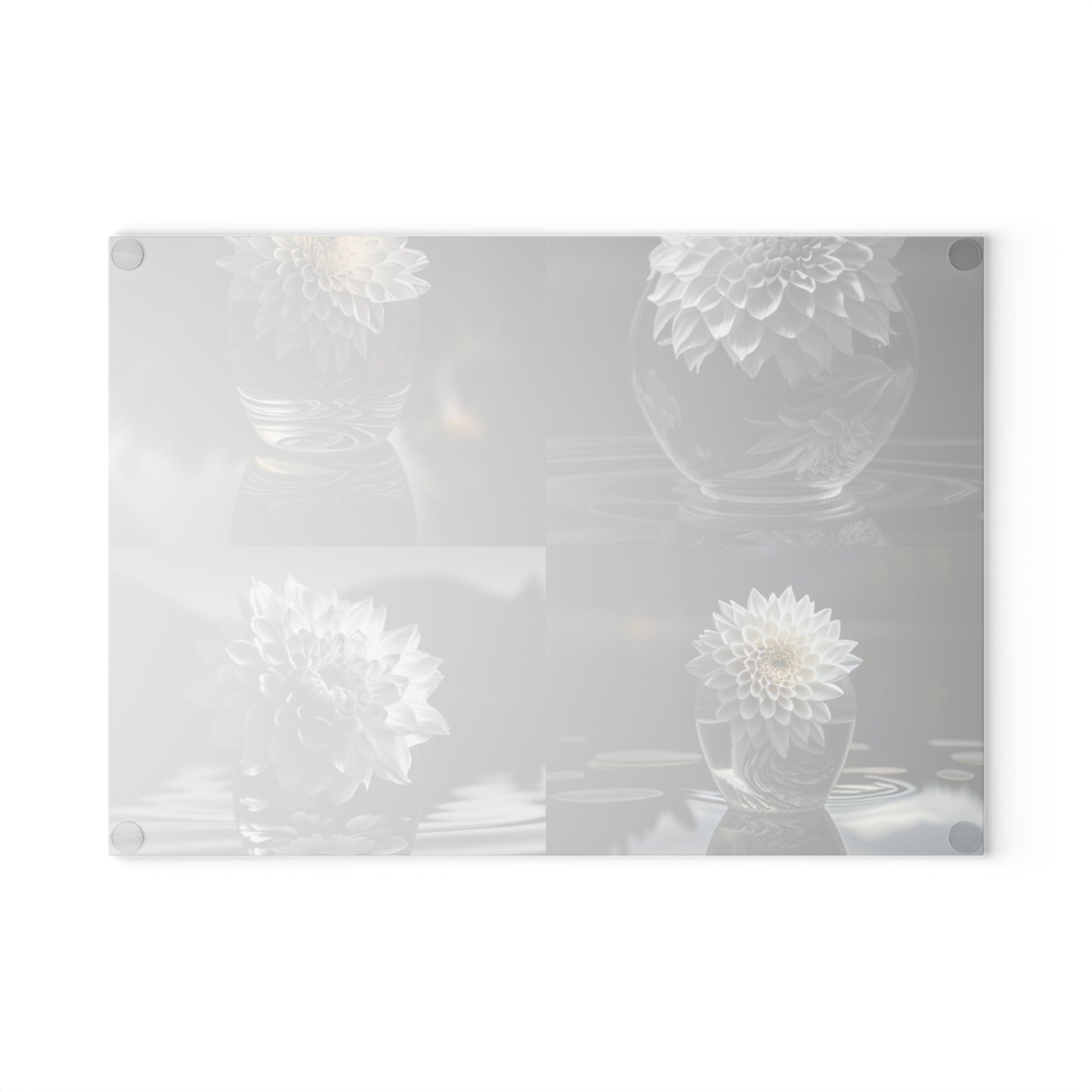 Glass Cutting Board White Dahlia 5