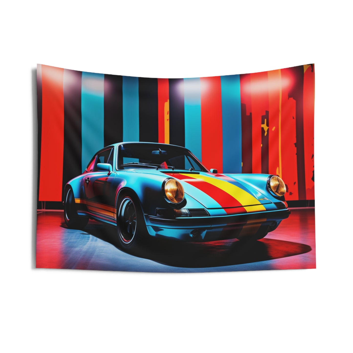 Indoor Wall Tapestries Macro American Flag Porsche 3