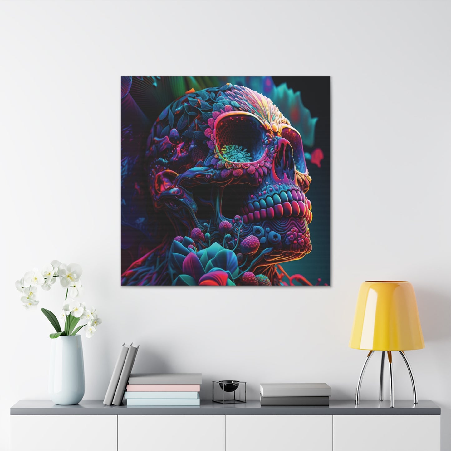 Canvas Gallery Wraps Florescent Skull Death 3