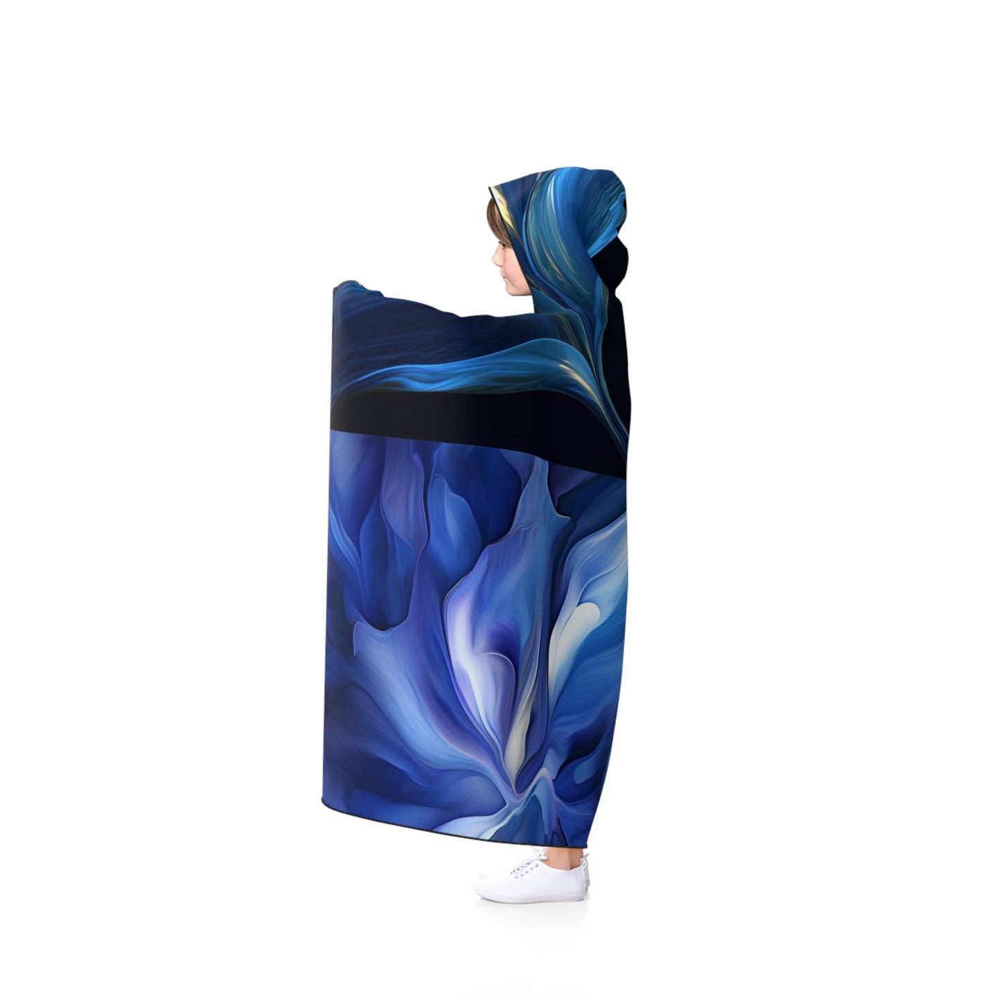 Hooded Blanket Abstract Blue Tulip 5