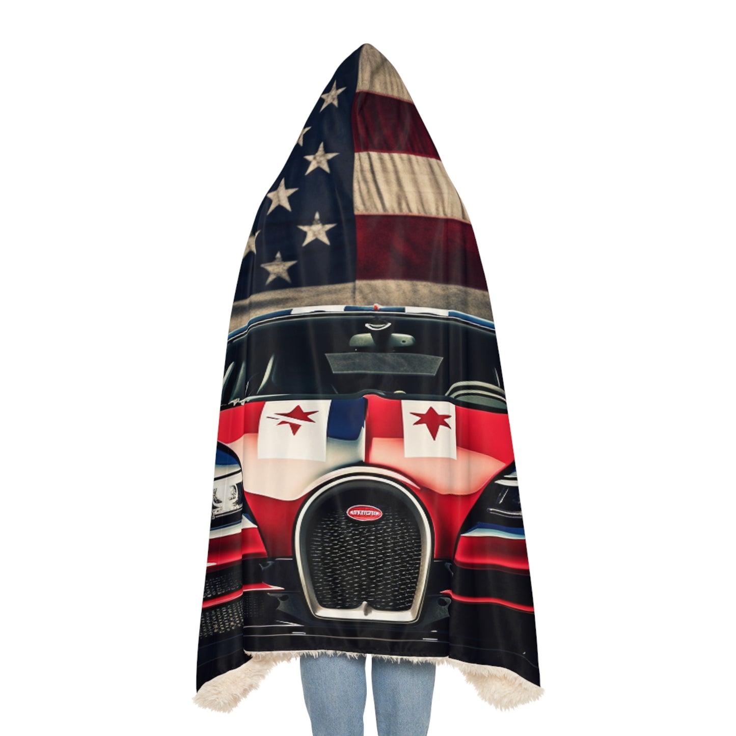 Snuggle Hooded Blanket Bugatti American Flag 3