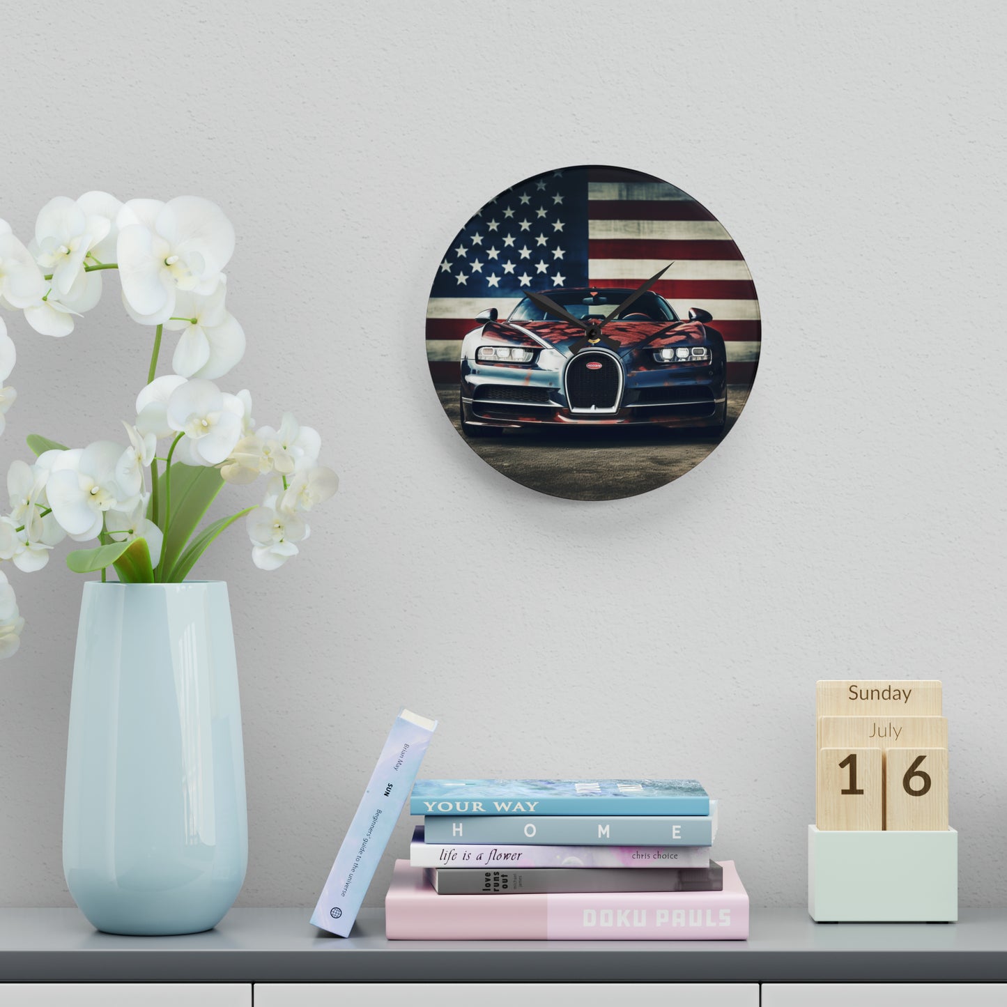 Acrylic Wall Clock Bugatti Flag 3