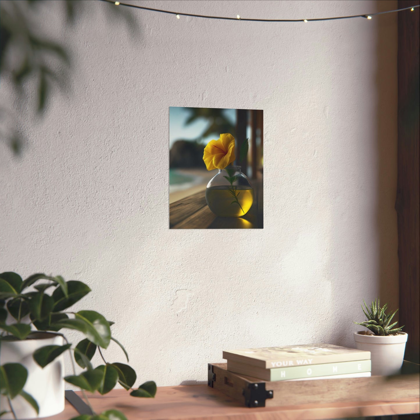 Premium Matte Vertical Posters Yellow Hibiscus Wood 3