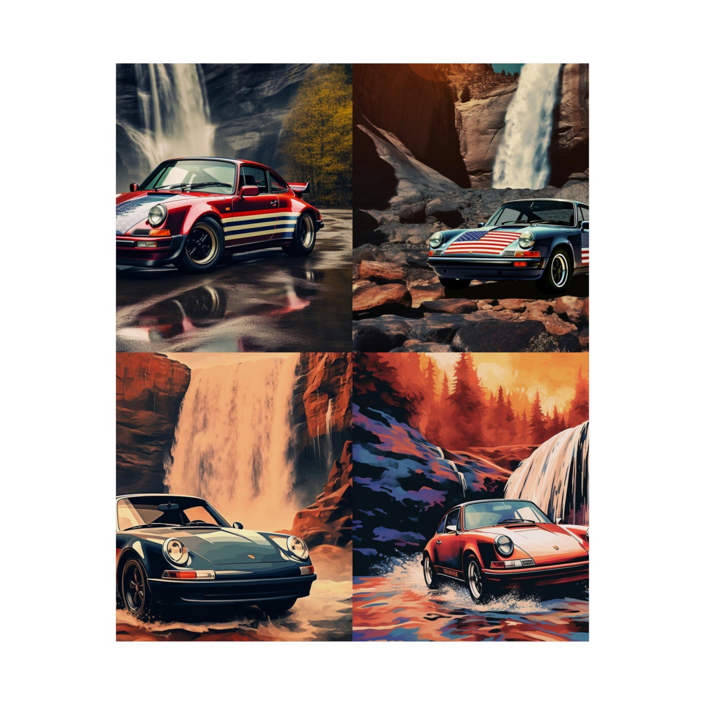 Premium Matte Vertical Posters American Flag Porsche Abstract 5