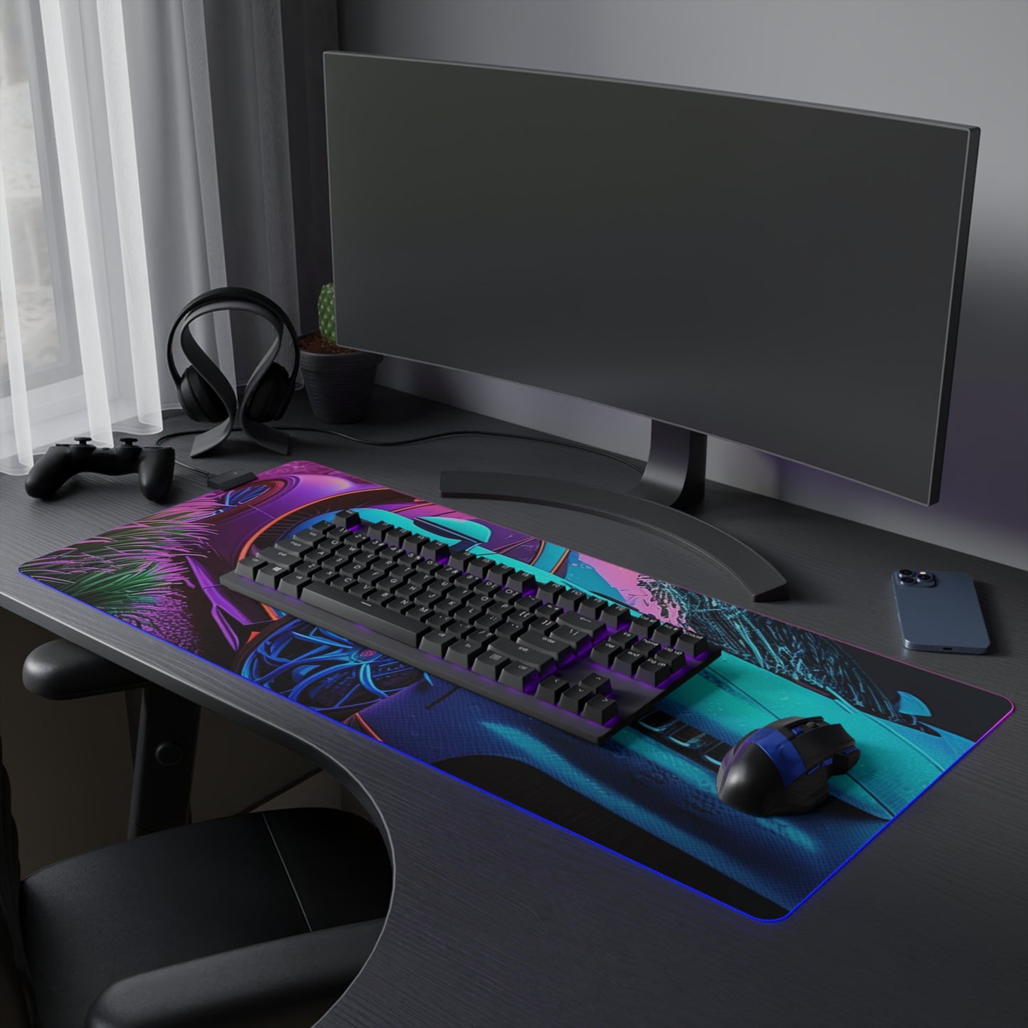 LED Gaming Mouse Pad Bugatti Neon Chiron 2