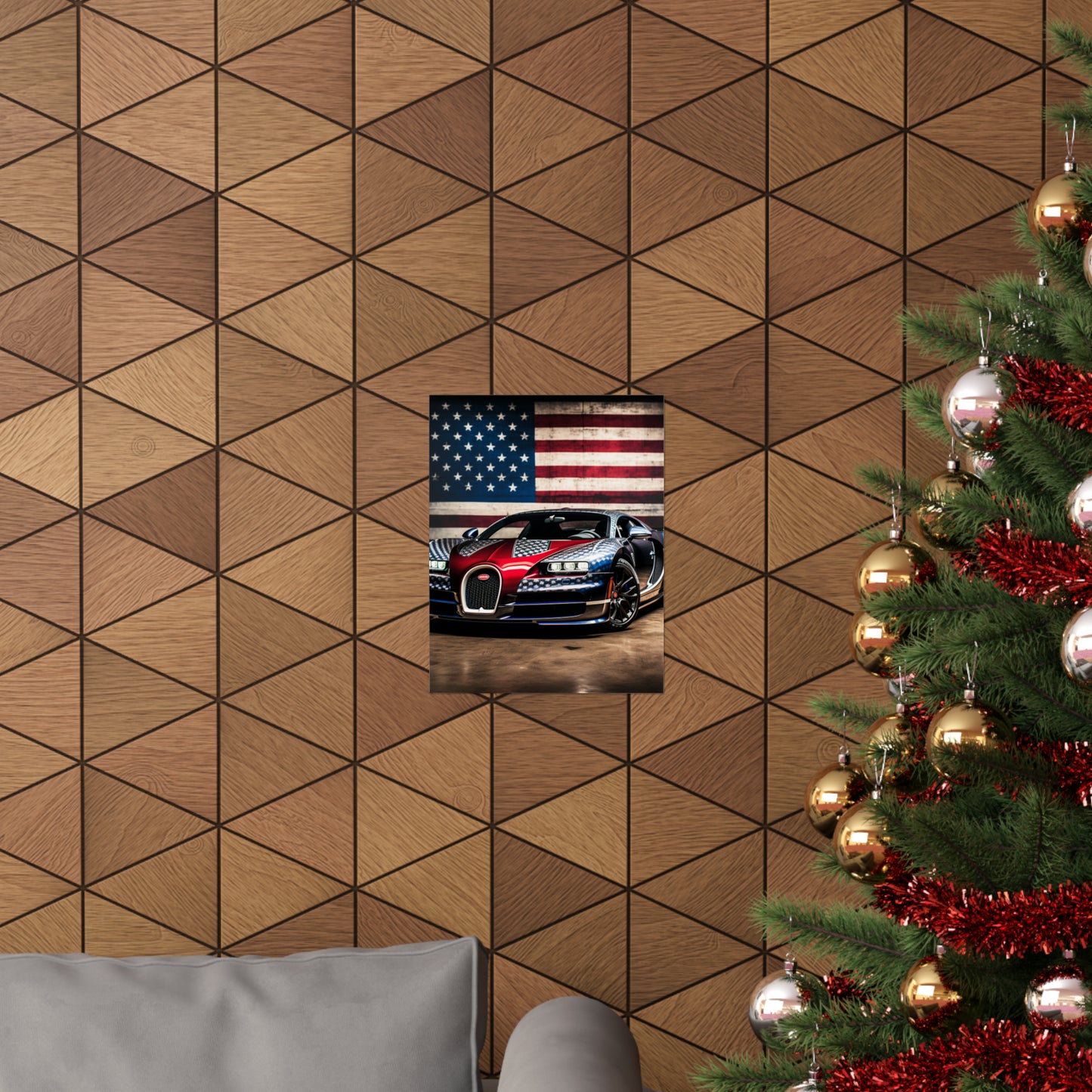 Premium Matte Vertical Posters Bugatti American Flag 1