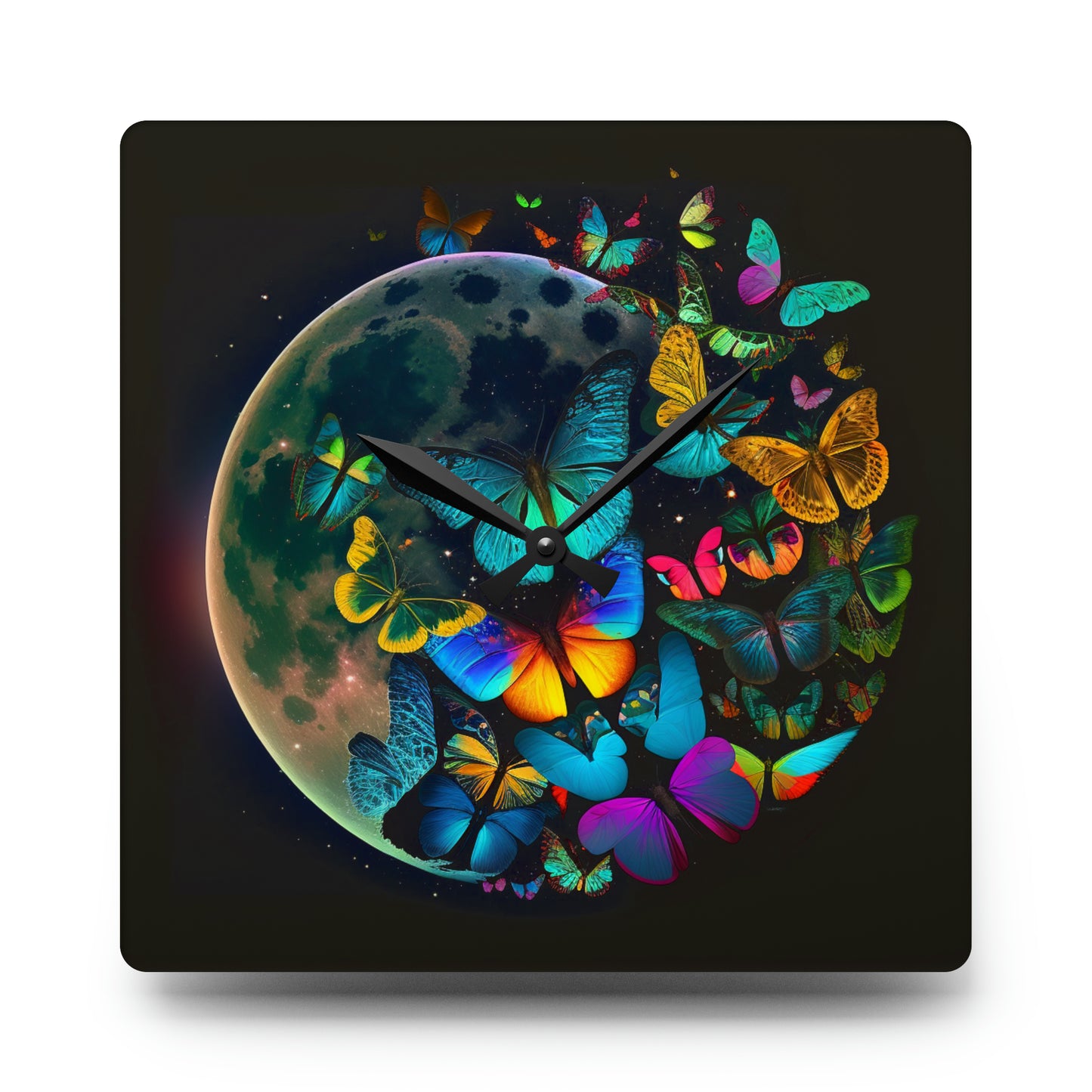 Acrylic Wall Clock Moon Butterfly 2