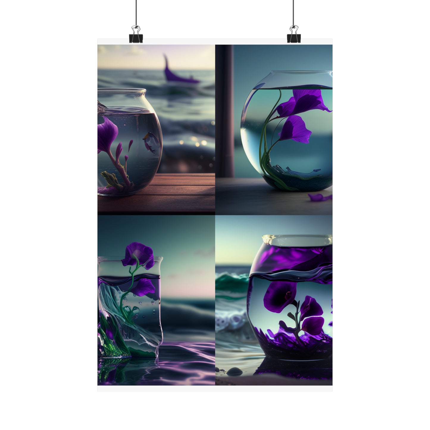 Premium Matte Vertical Posters Purple Sweet pea in a vase 5