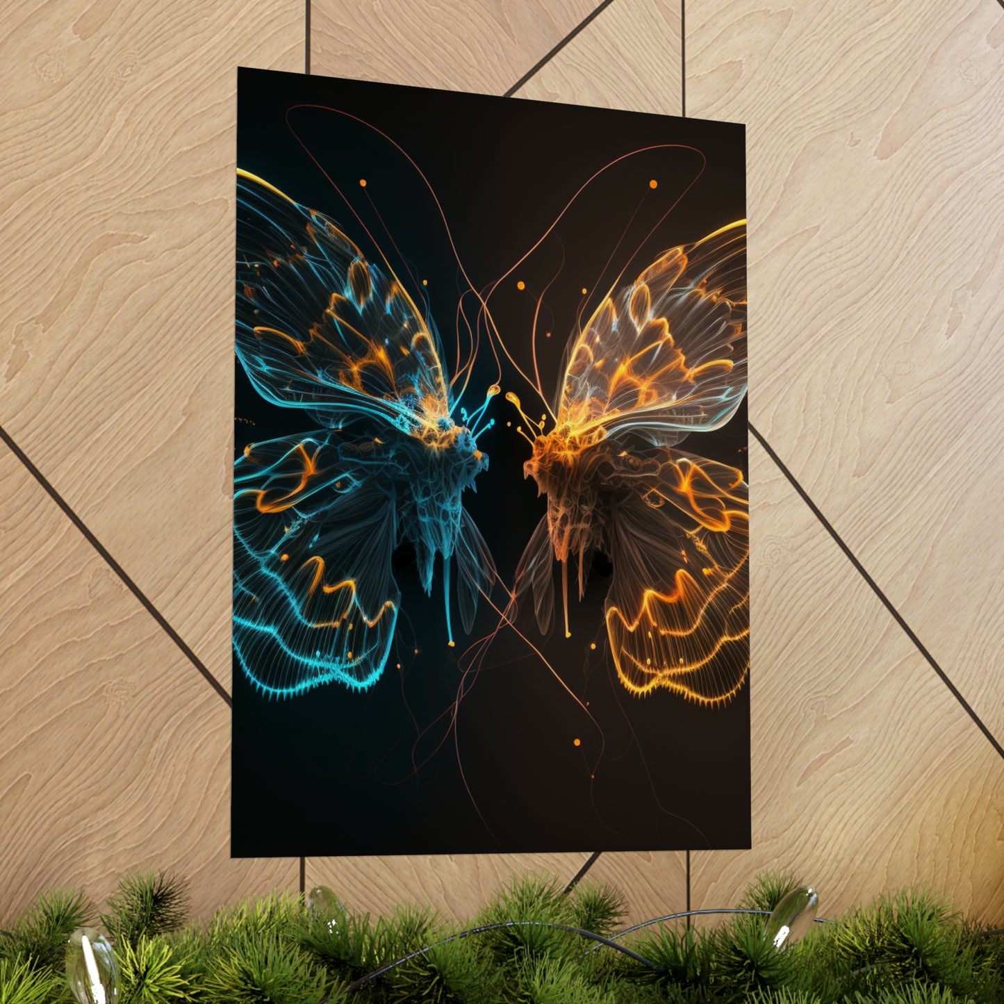 Premium Matte Vertical Posters Neon Glo Butterfly 1