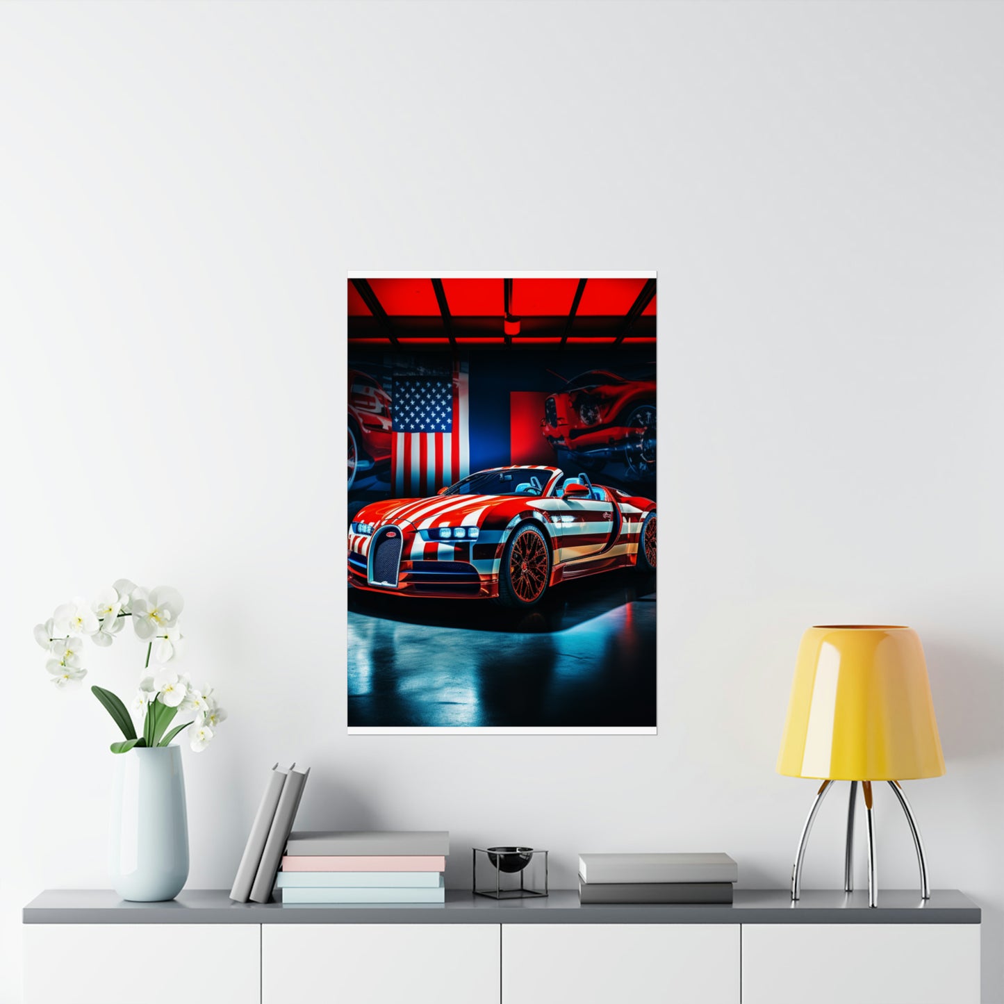 Premium Matte Vertical Posters Macro Bugatti American Flag 2