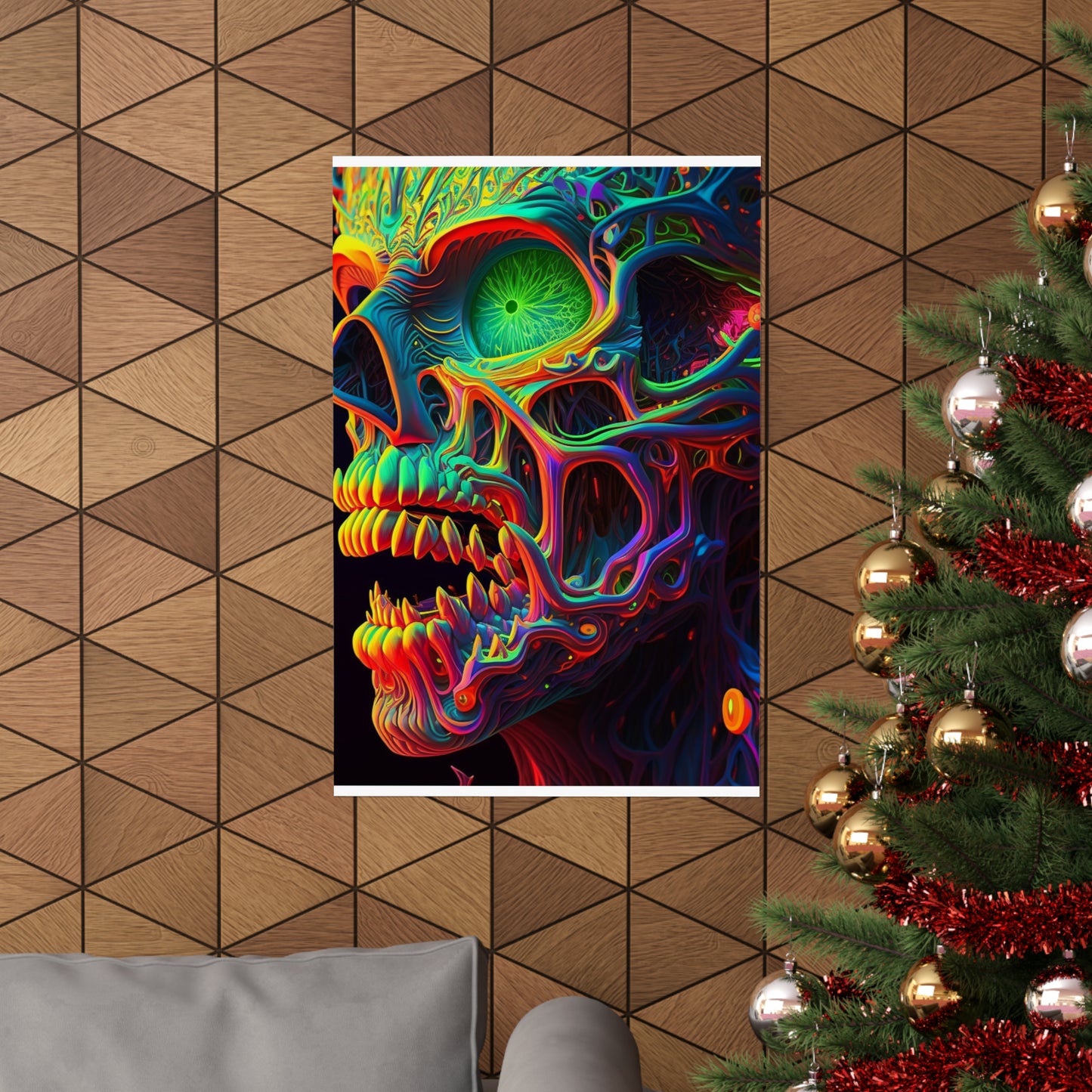 Premium Matte Vertical Posters Florescent Skull Death 1