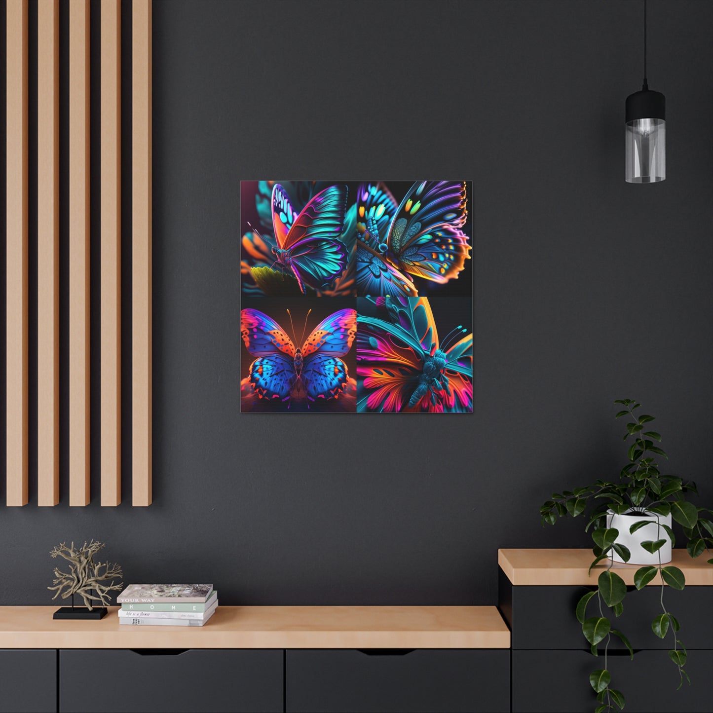 Canvas Gallery Wraps Neon Butterfly Macro 5