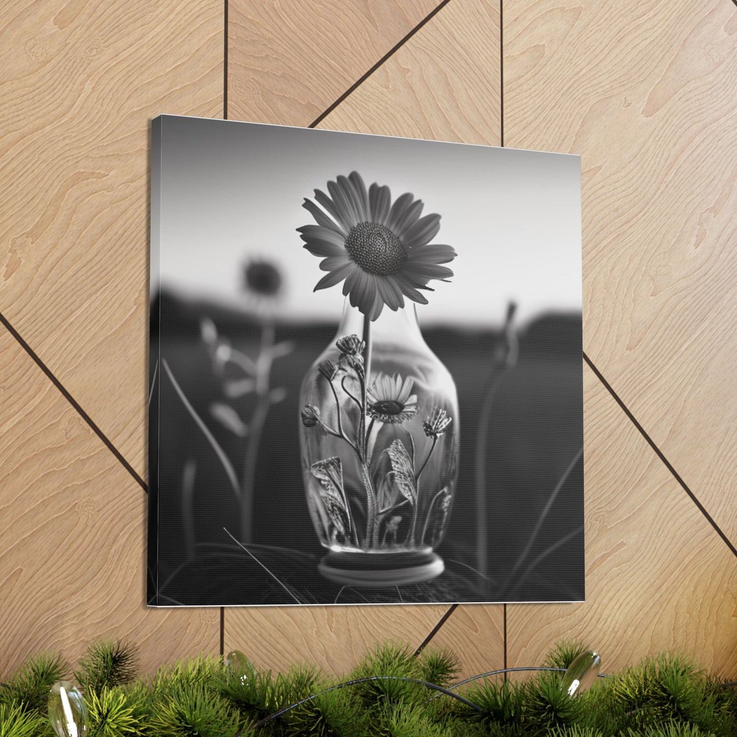 Canvas Gallery Wraps Yellw Sunflower in a vase 2