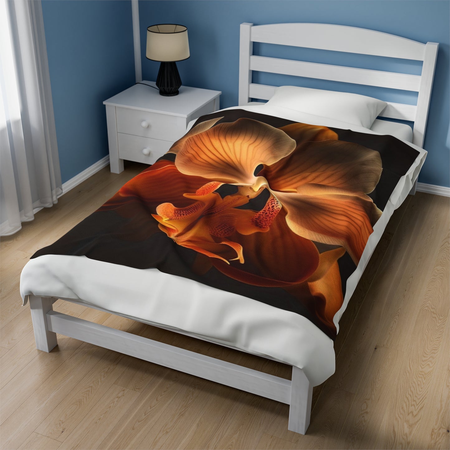 Velveteen Plush Blanket Orange Orchid 2